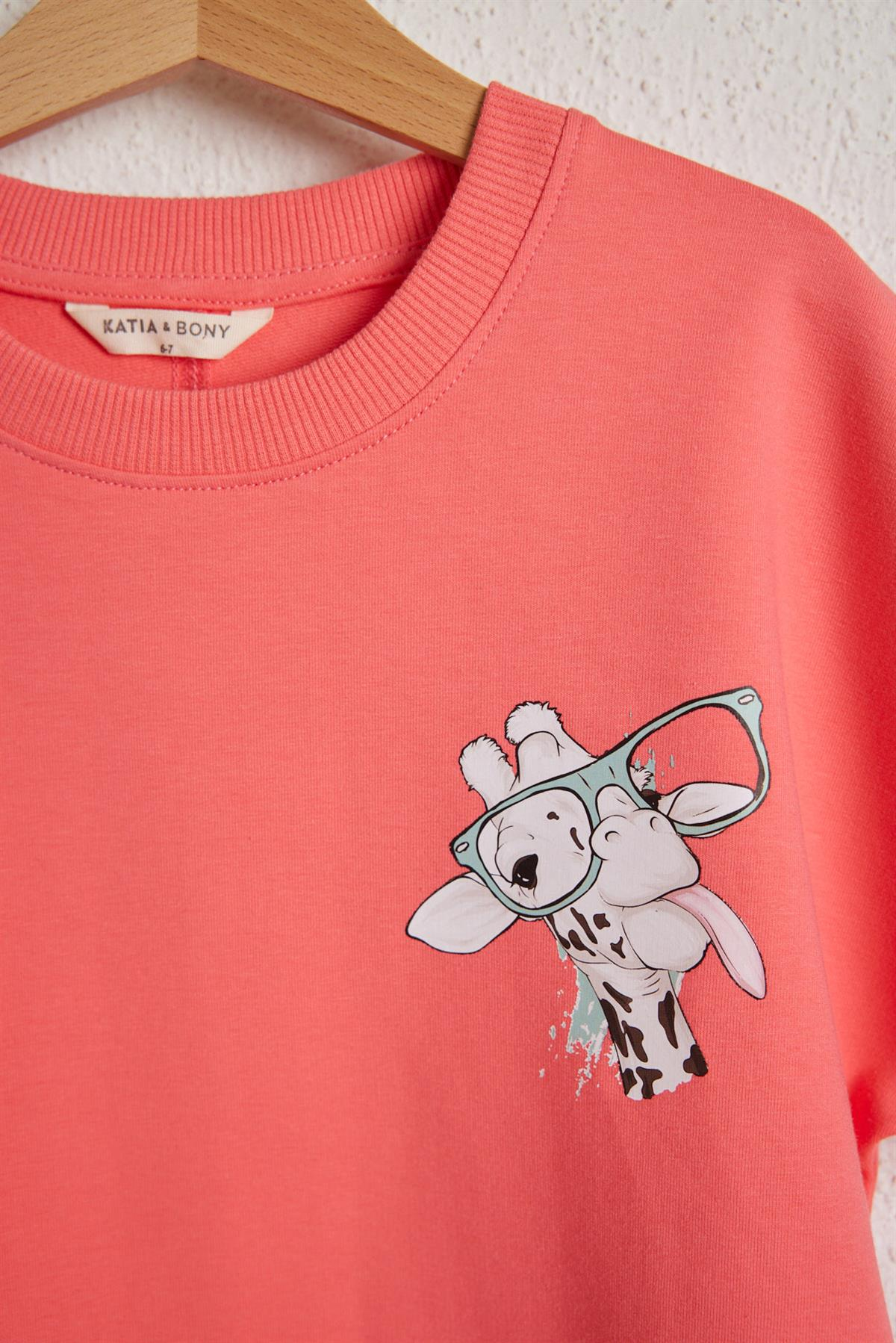 Fun Giraffe Girls T-shirt Pink