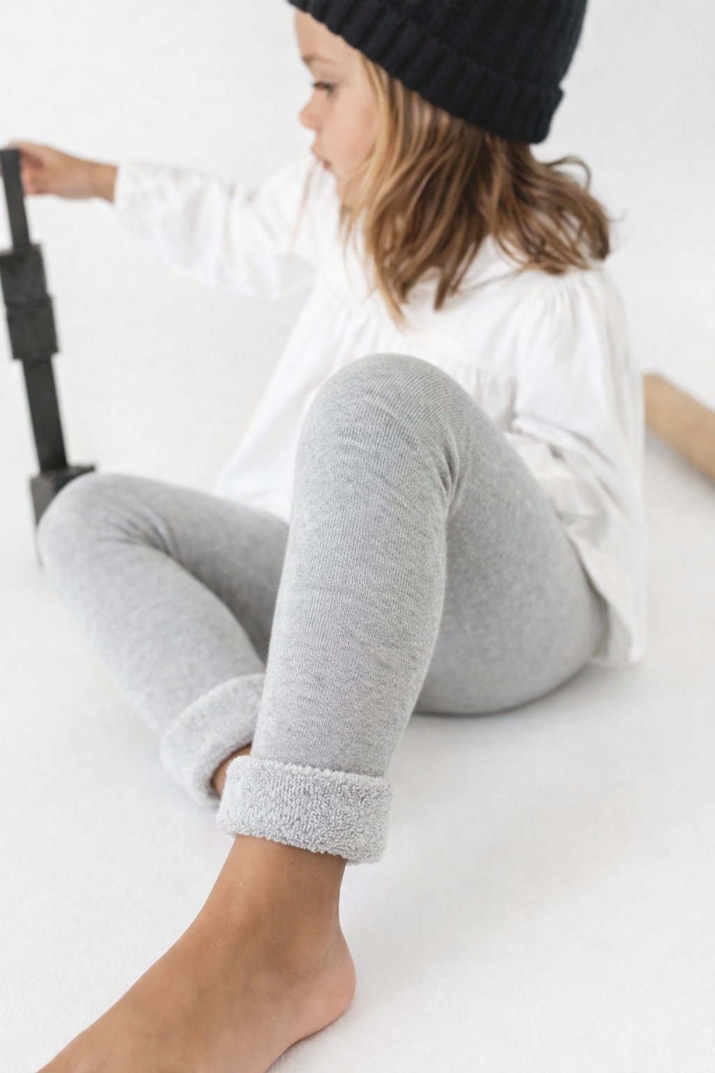 Towel Lined Childrens Leggings Gray