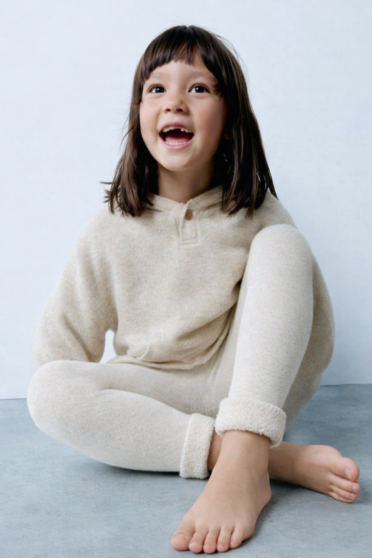 İçi Havlu Çocuk Tayt Krem Melanj