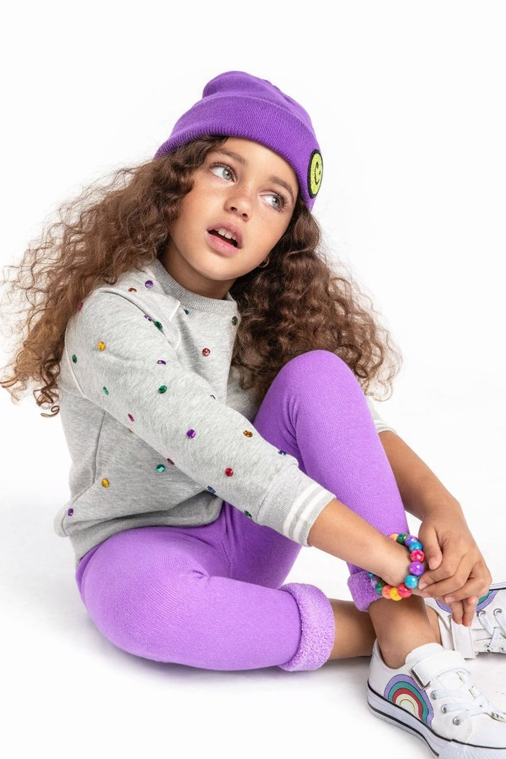 İçi Havlu Çocuk Tayt Mor