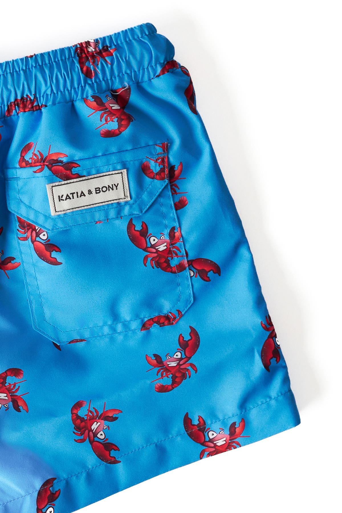 Mens Lobster Patterned Swim Shorts Blue