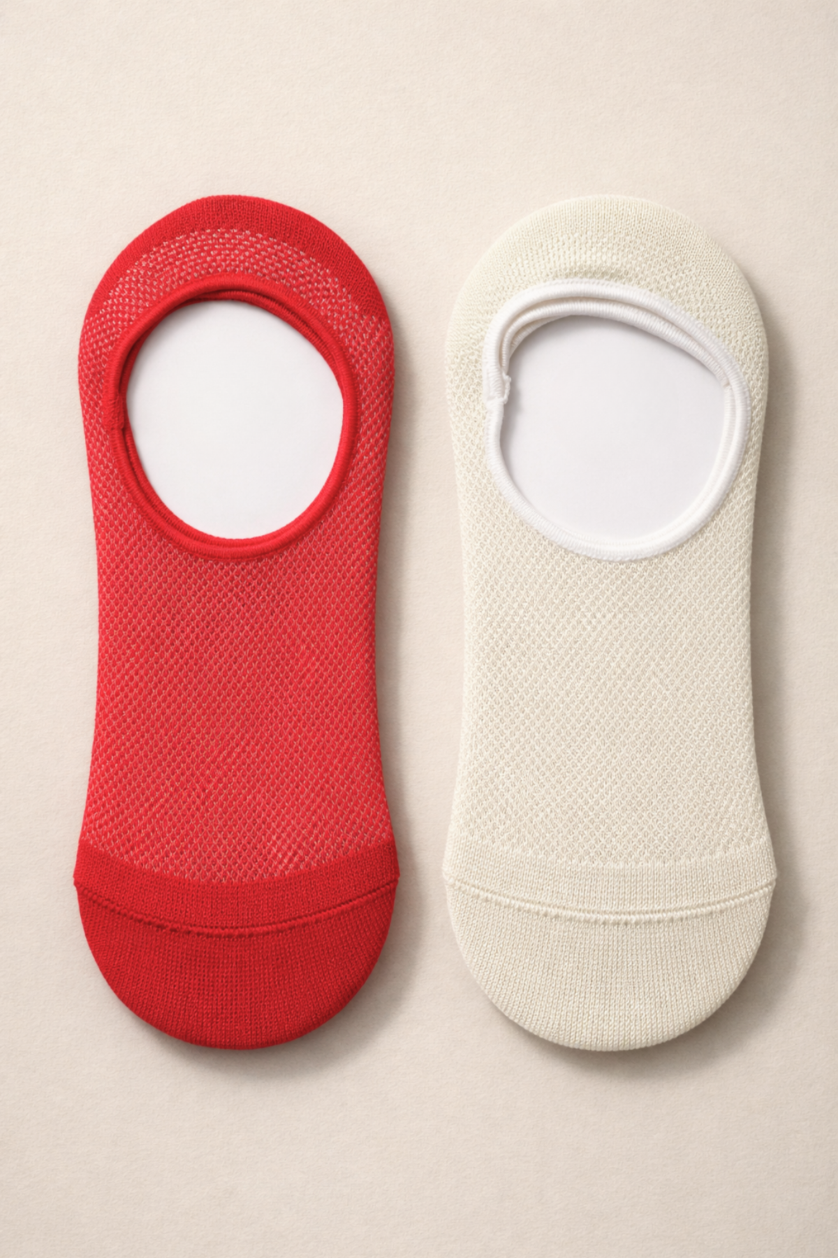 Kadın 2'li Basic Renkli Görünmez Babet Çorap Kırmızı Mix