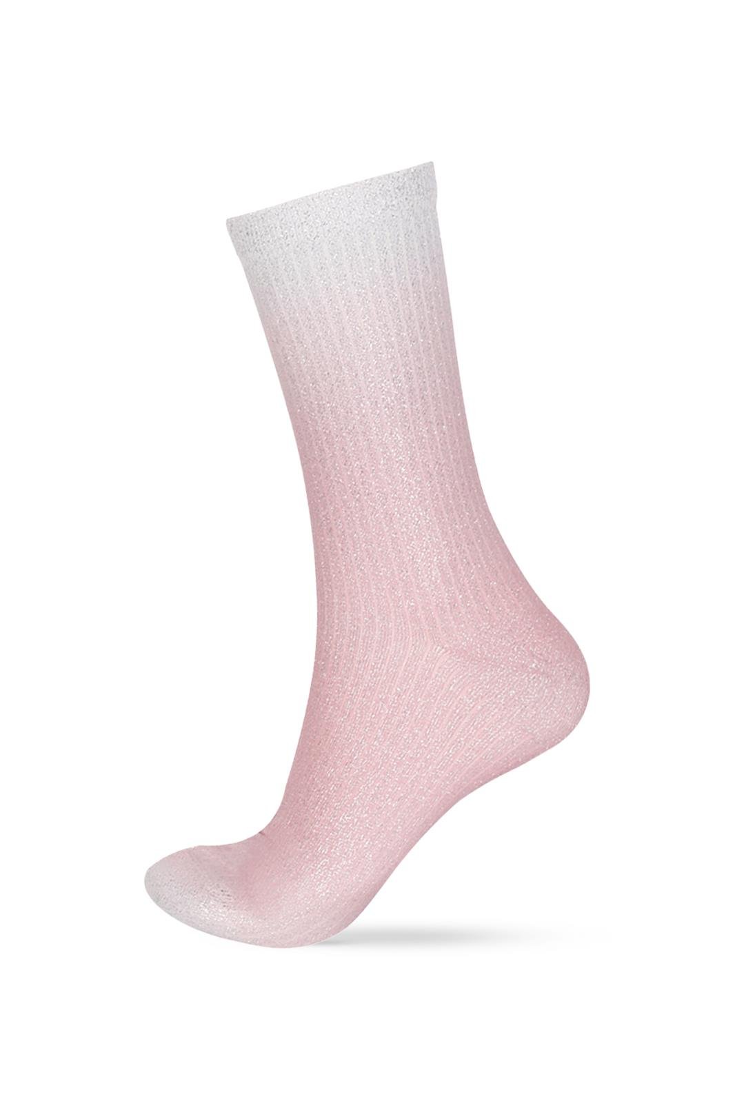 Kadın 2li Paket Parlak Simli Soket Çorap