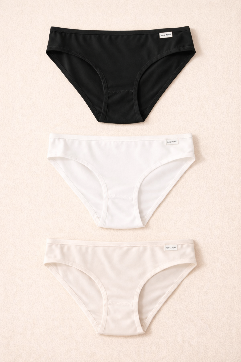 Kadın 3'lü Basic Slip Külot Siyah/Beyaz/Nude