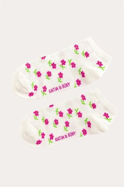 Kadın Çiçekli Step Çorap