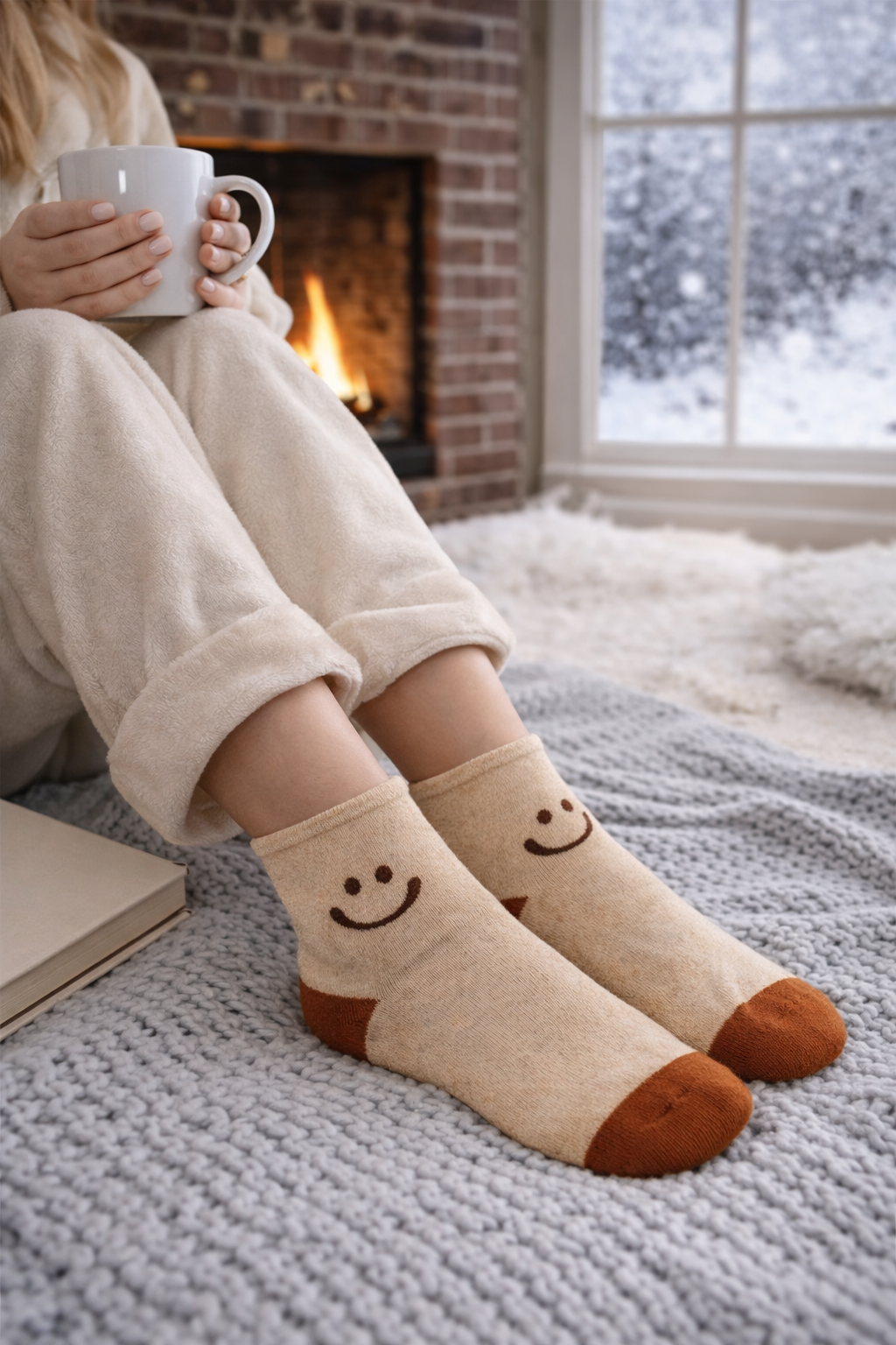 Kadın Gülen Surat Desenli Sürpriz Havlu Soket Çorap Çok Renkli