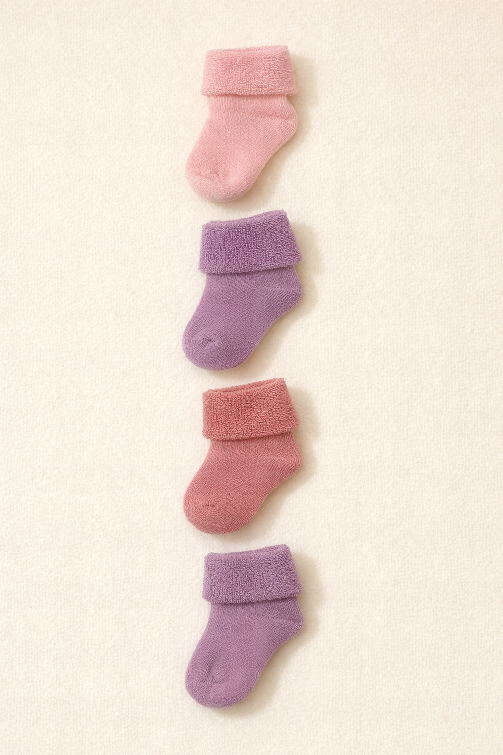Kız Bebek 4lü Havlu Soket Çorap Pembe Mix