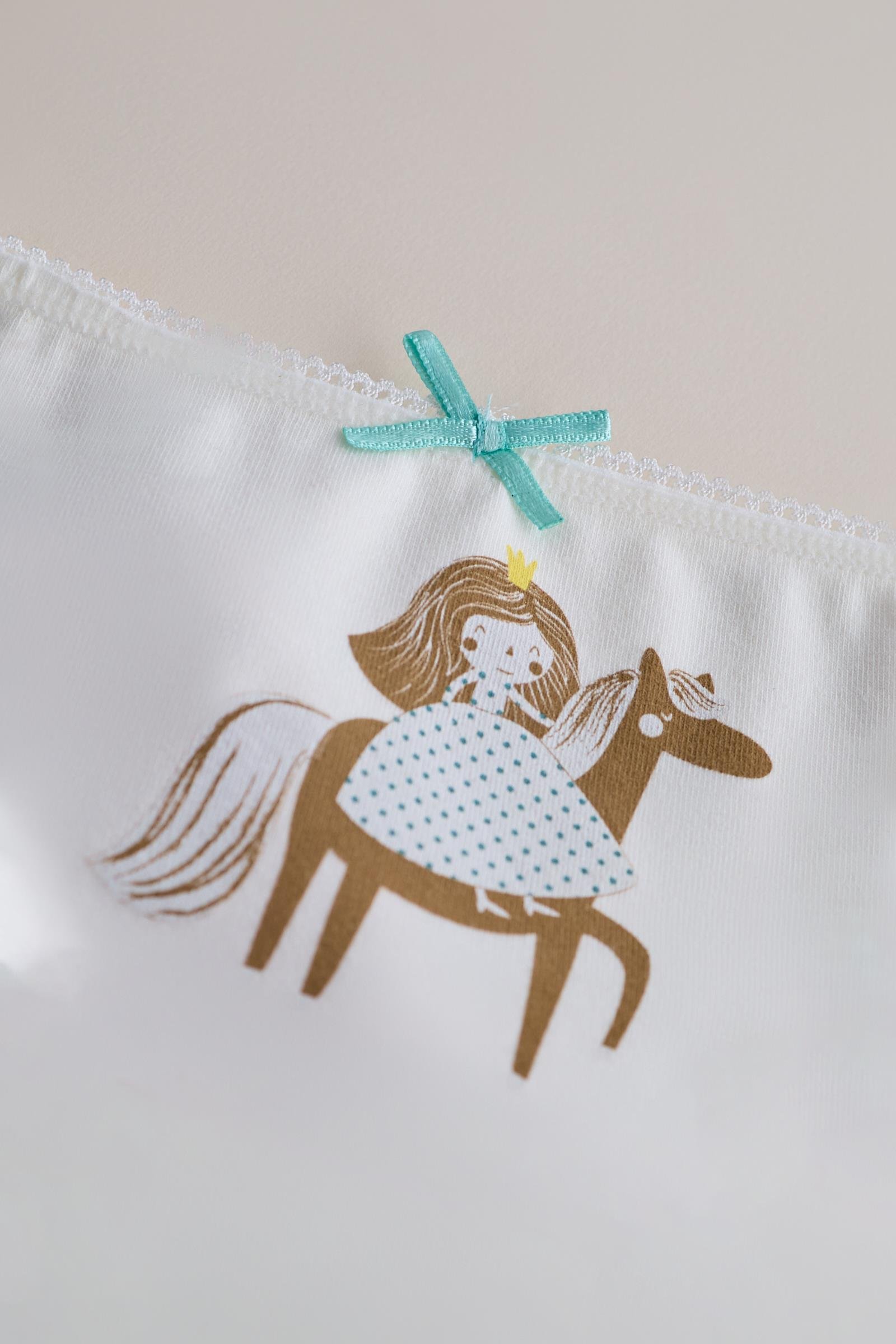 Kız Çocuk 3lü Paket Puantiye Slip Ekru