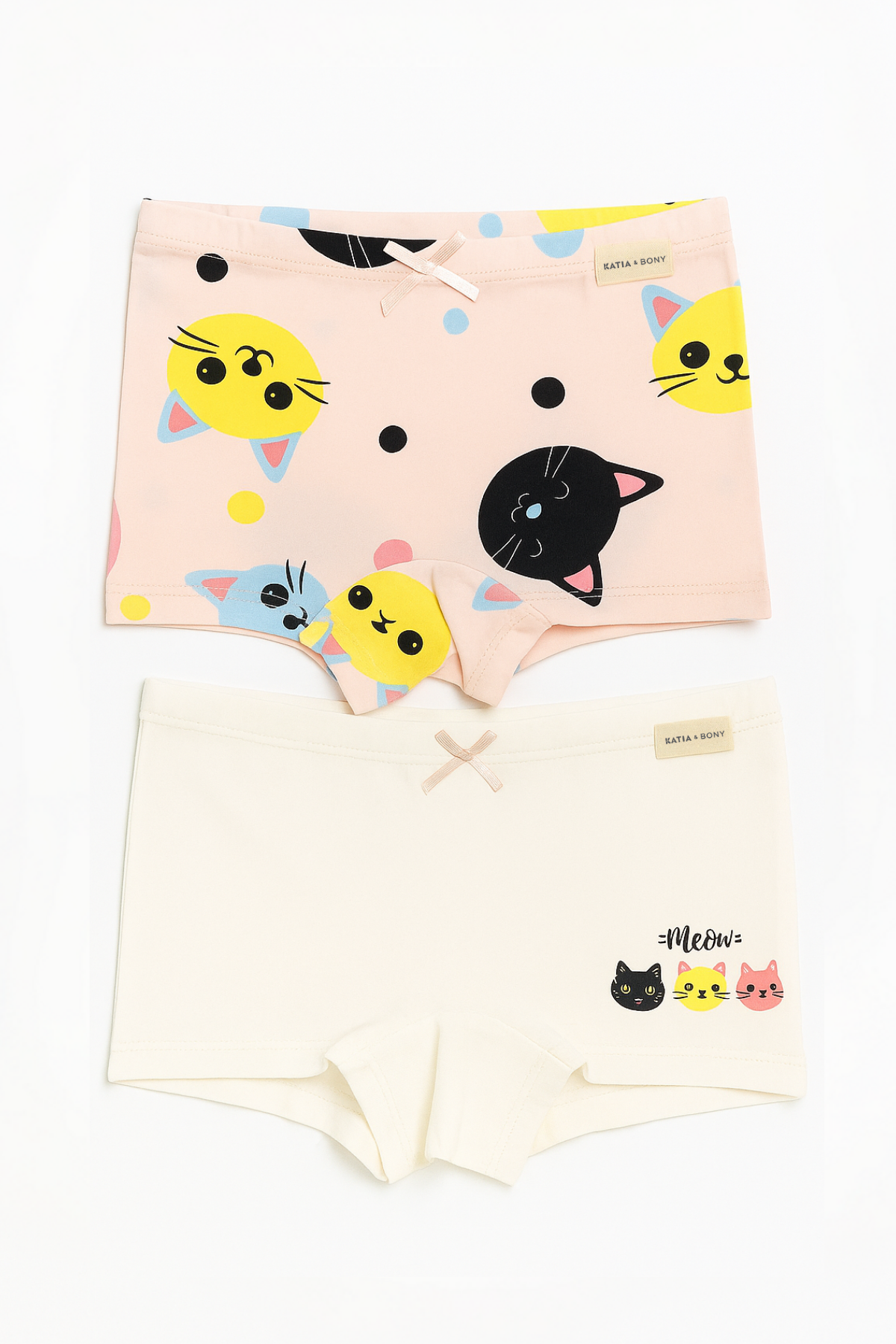 Kız Çocuk Kedi Desenli 2'li Boxer Açık Pembe