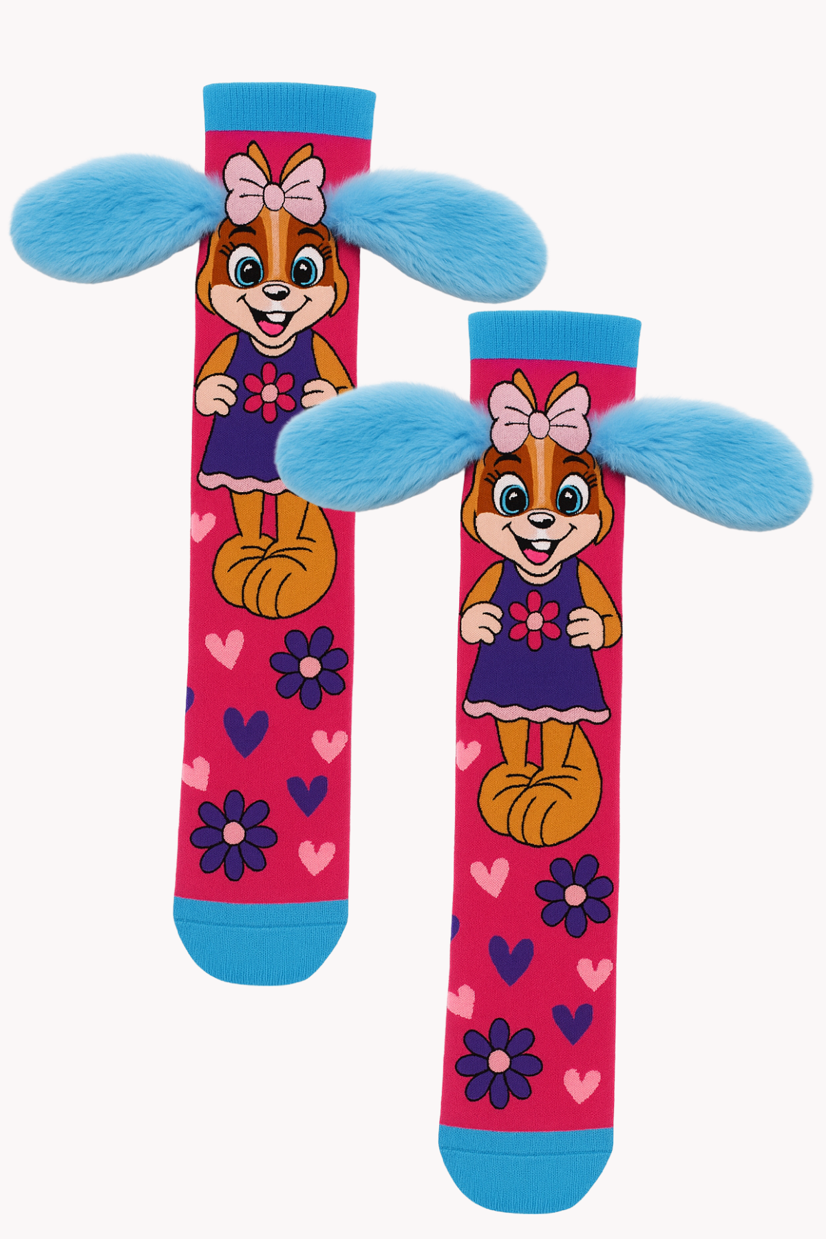 Kız Çocuk Kulak Aksesuarlı Köpek Desenli Dizüstü Çorap