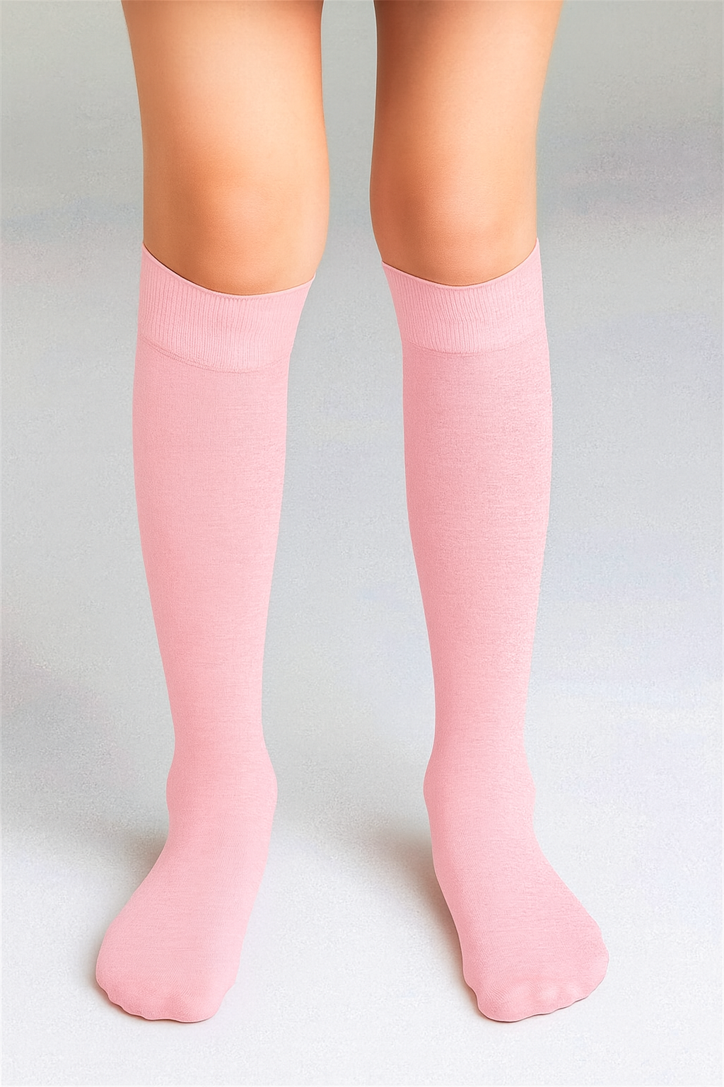 Kız Çocuk Mikro 50 Denye Düz Mus Dizaltı Çorap Pembe