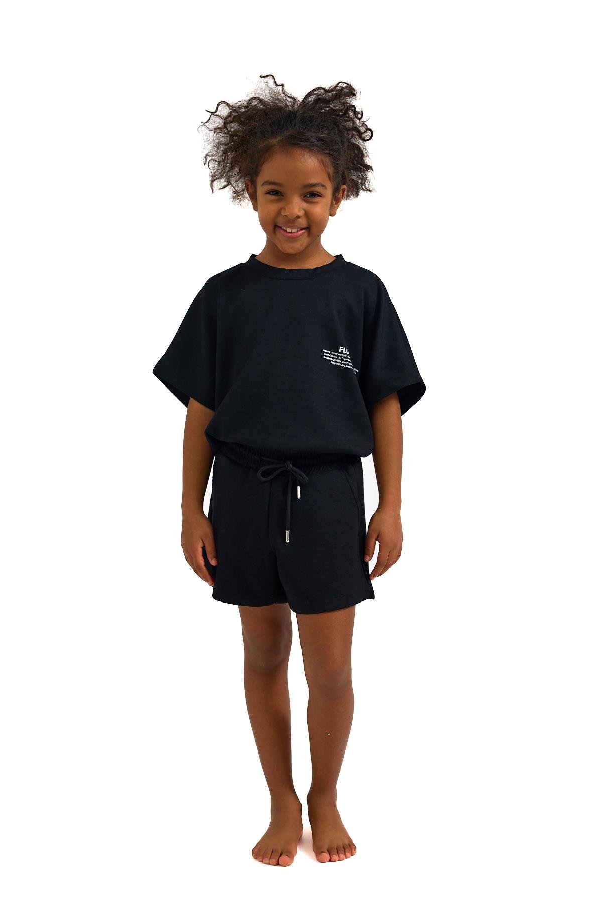 Girls Black Luffy Printed T-Shirt