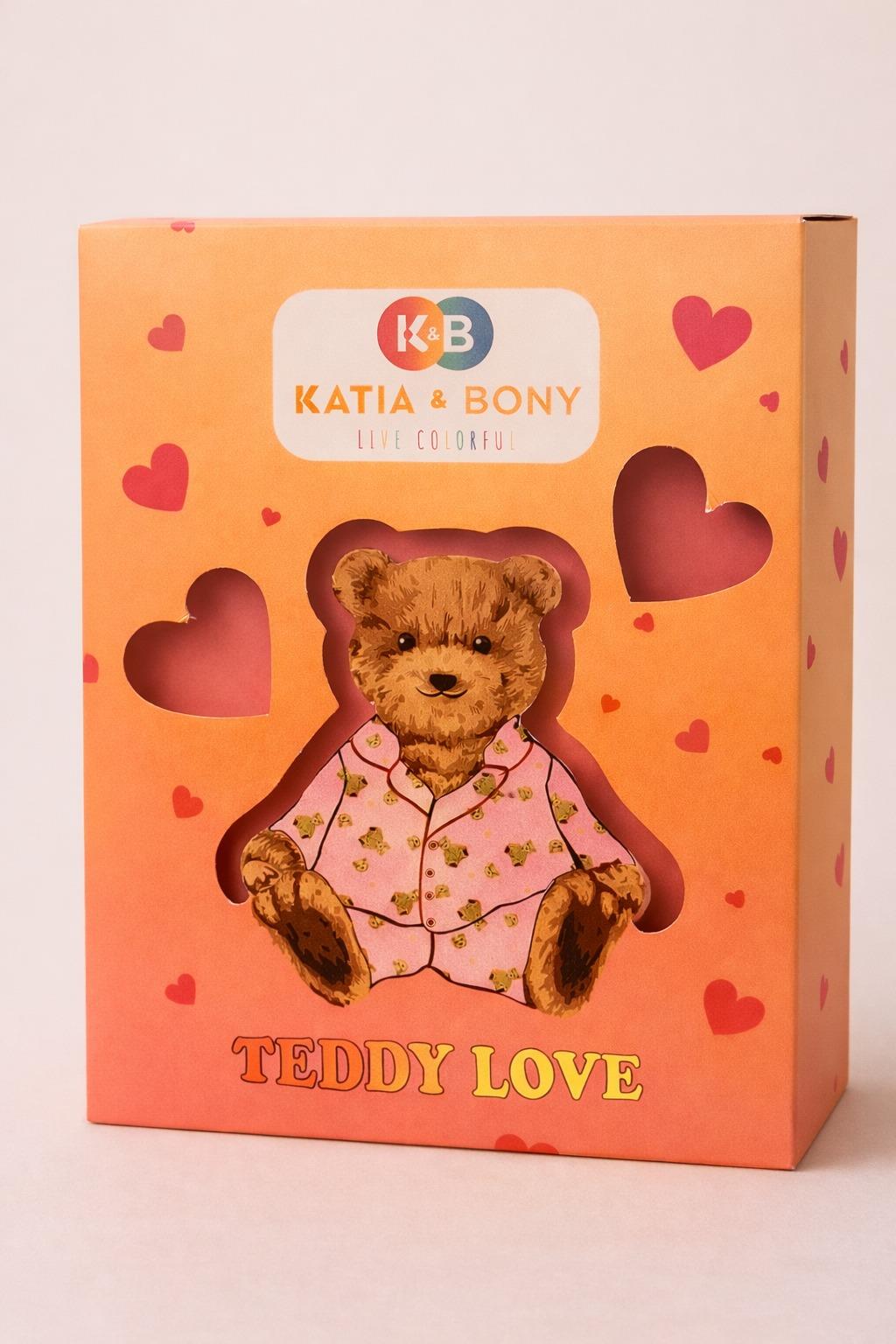 Kız Çocuk Teddy Desenli 3D Kutulu Pijama Takımı 