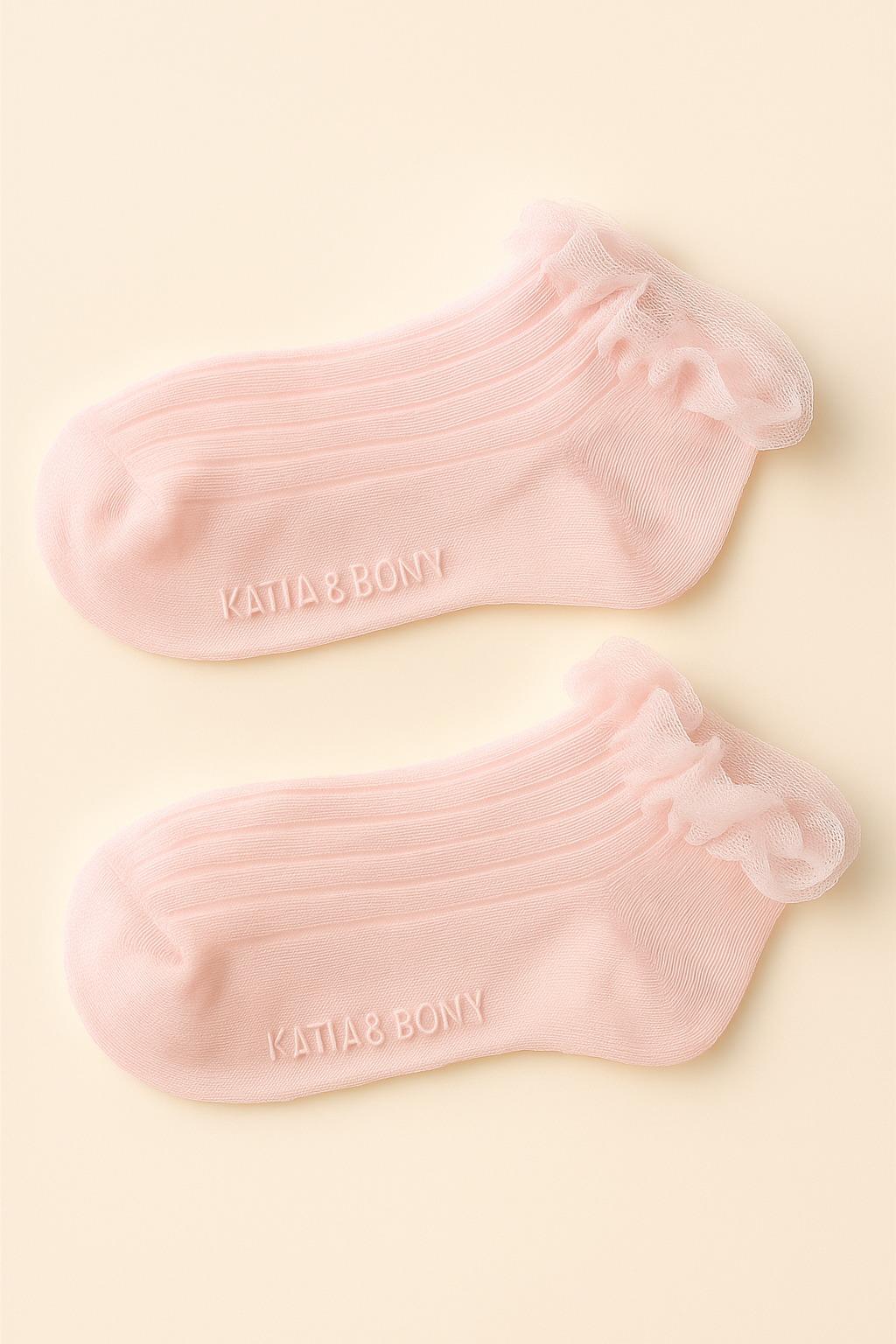 Kız Çocuk Tül Aksesuarlı Step Çorap Pembe