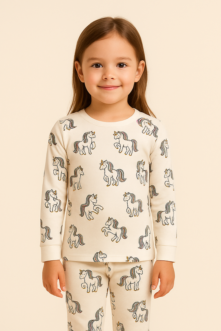 Kız Çocuk Unicorn Desenli Pijama Takımı