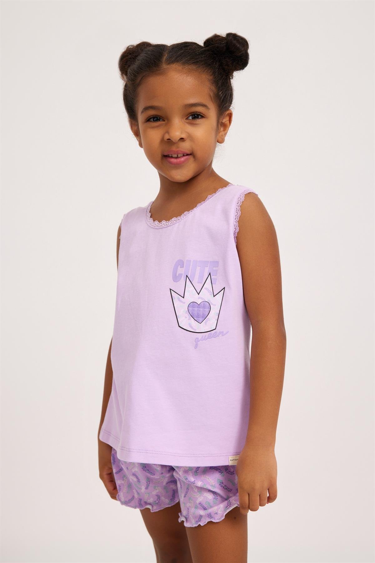 Lavender Girls Lace Pajama Top Lilac