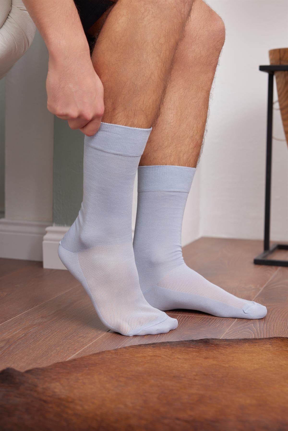 Merserize Fileli Erkek Soket Çorap MAVİ MEL.