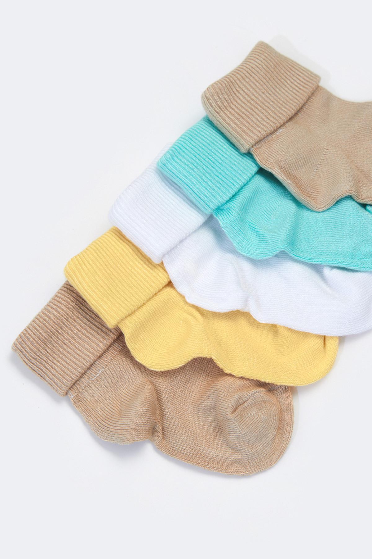 5li Paket Yenidoğan Bambu Bebek Çorap Renkli