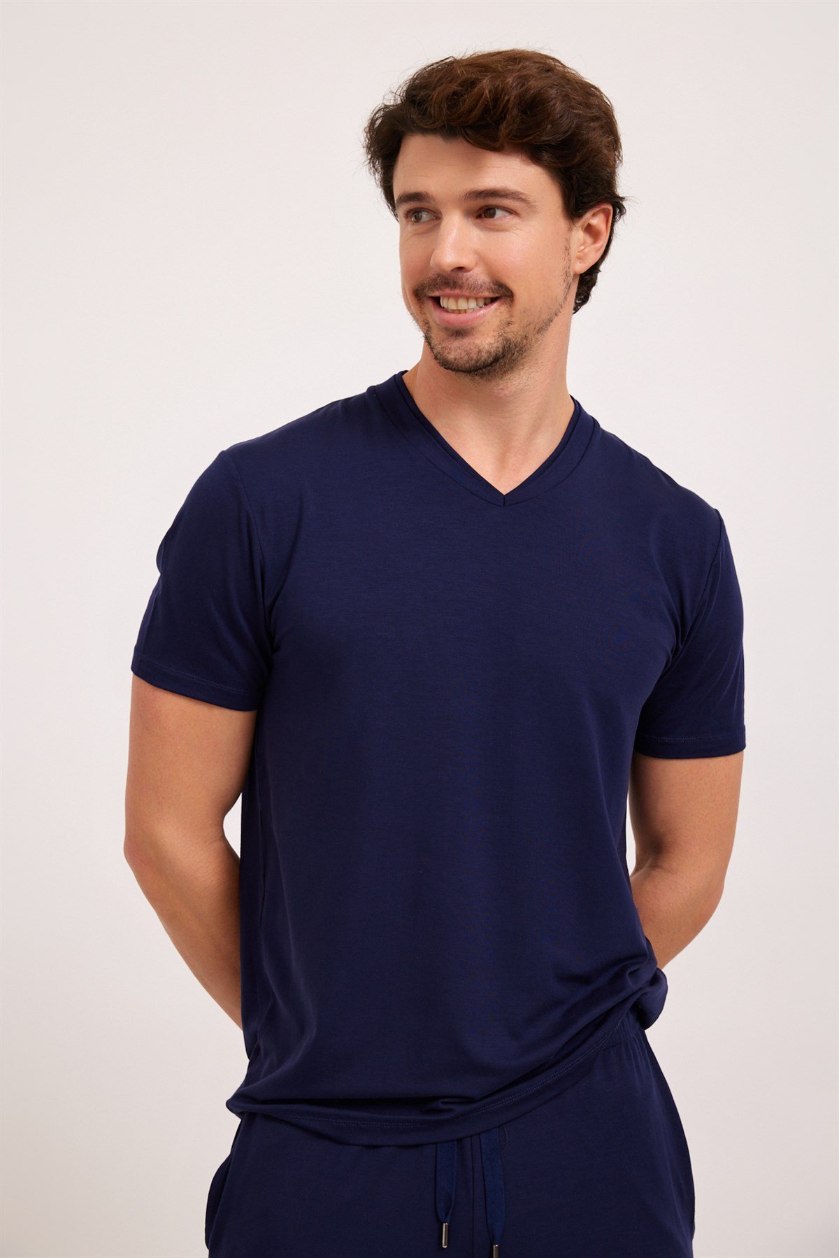Erkek Silver V Yaka Pijama Üst Lacivert