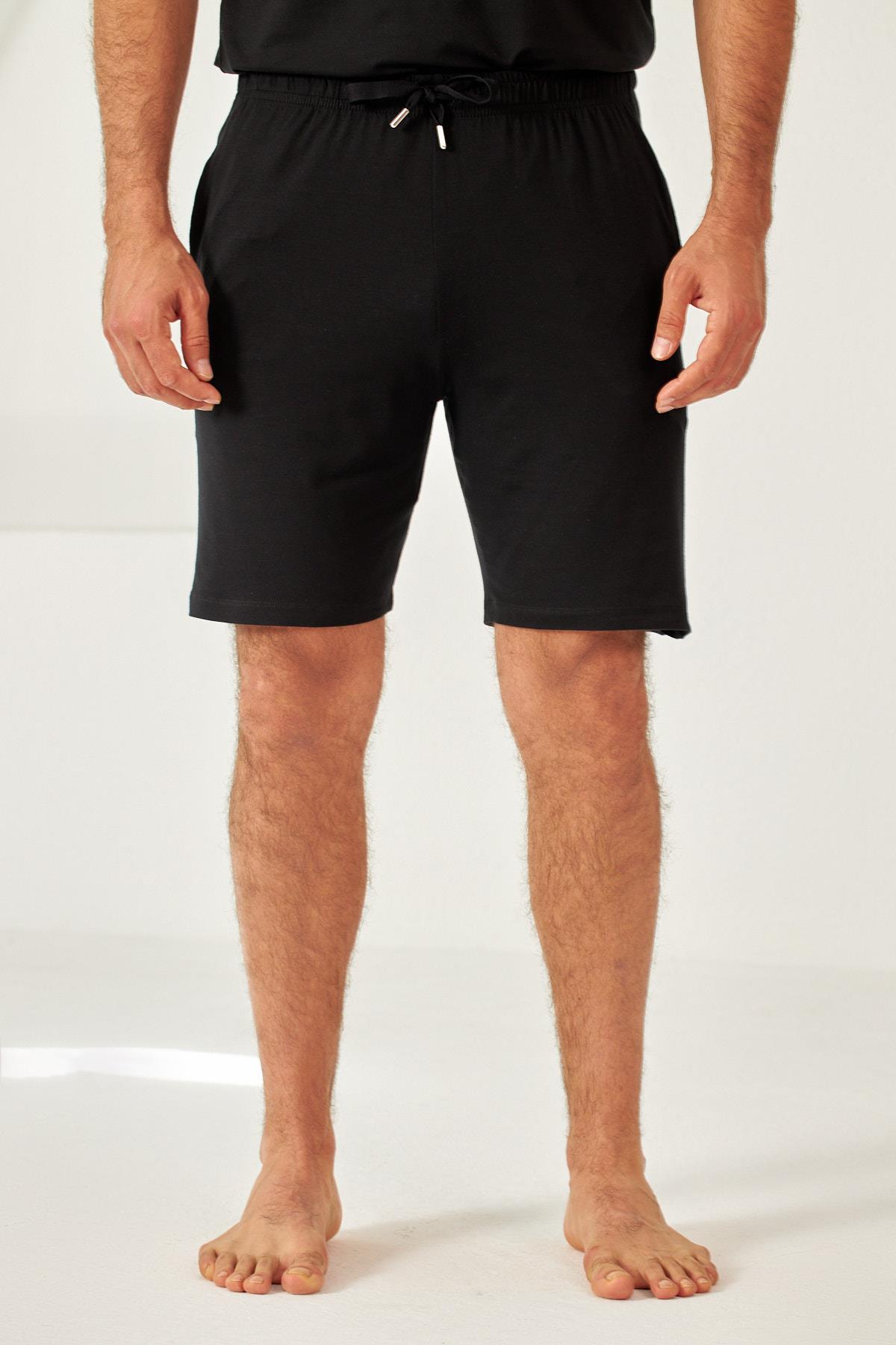 Mens Black Drawstring Shorts