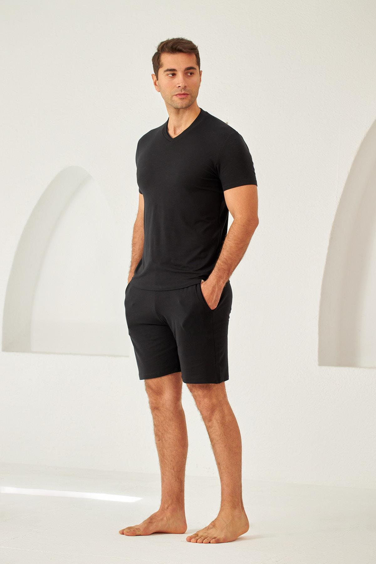 Mens Black Drawstring Shorts