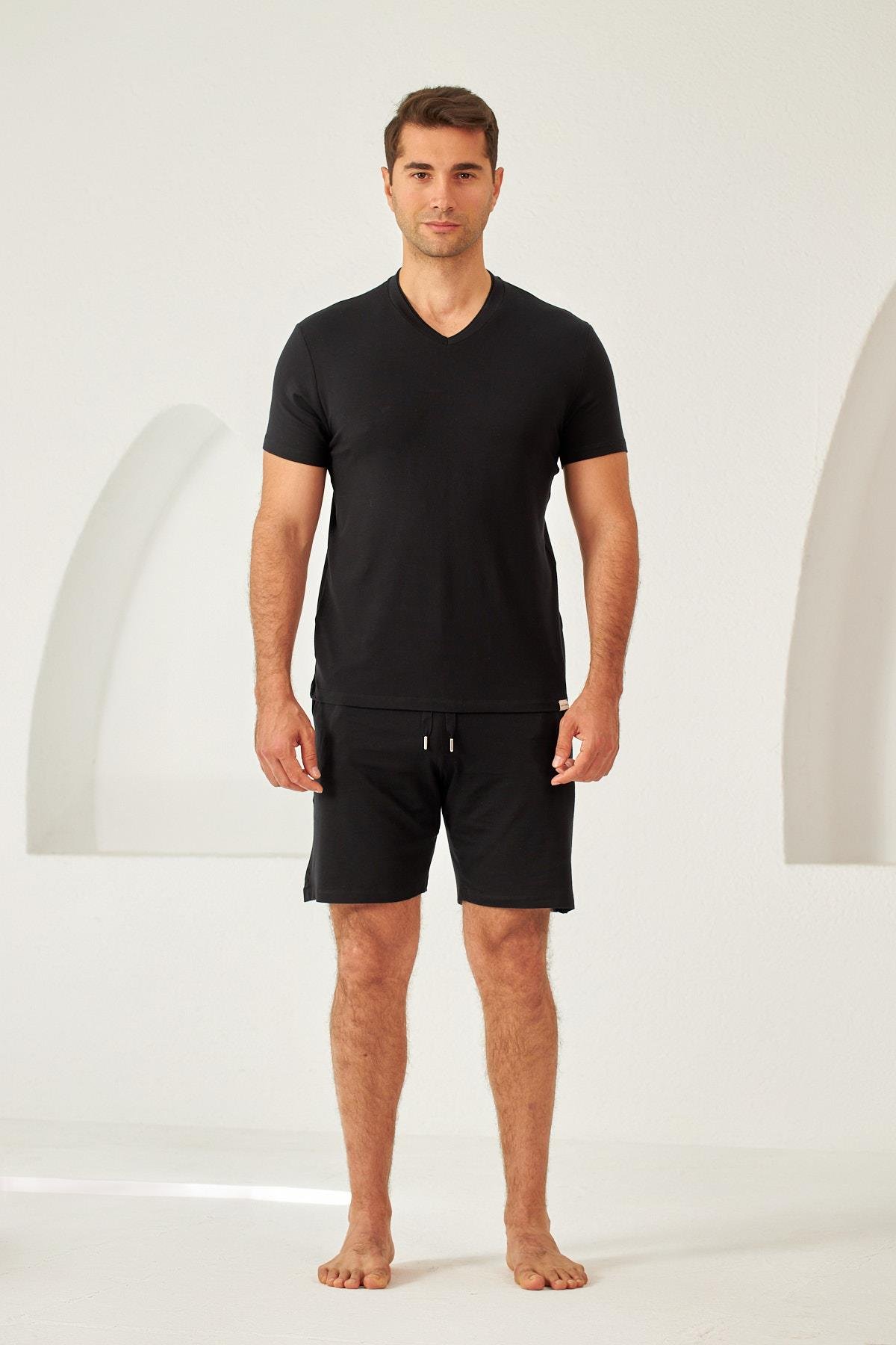 Mens Black Drawstring Shorts