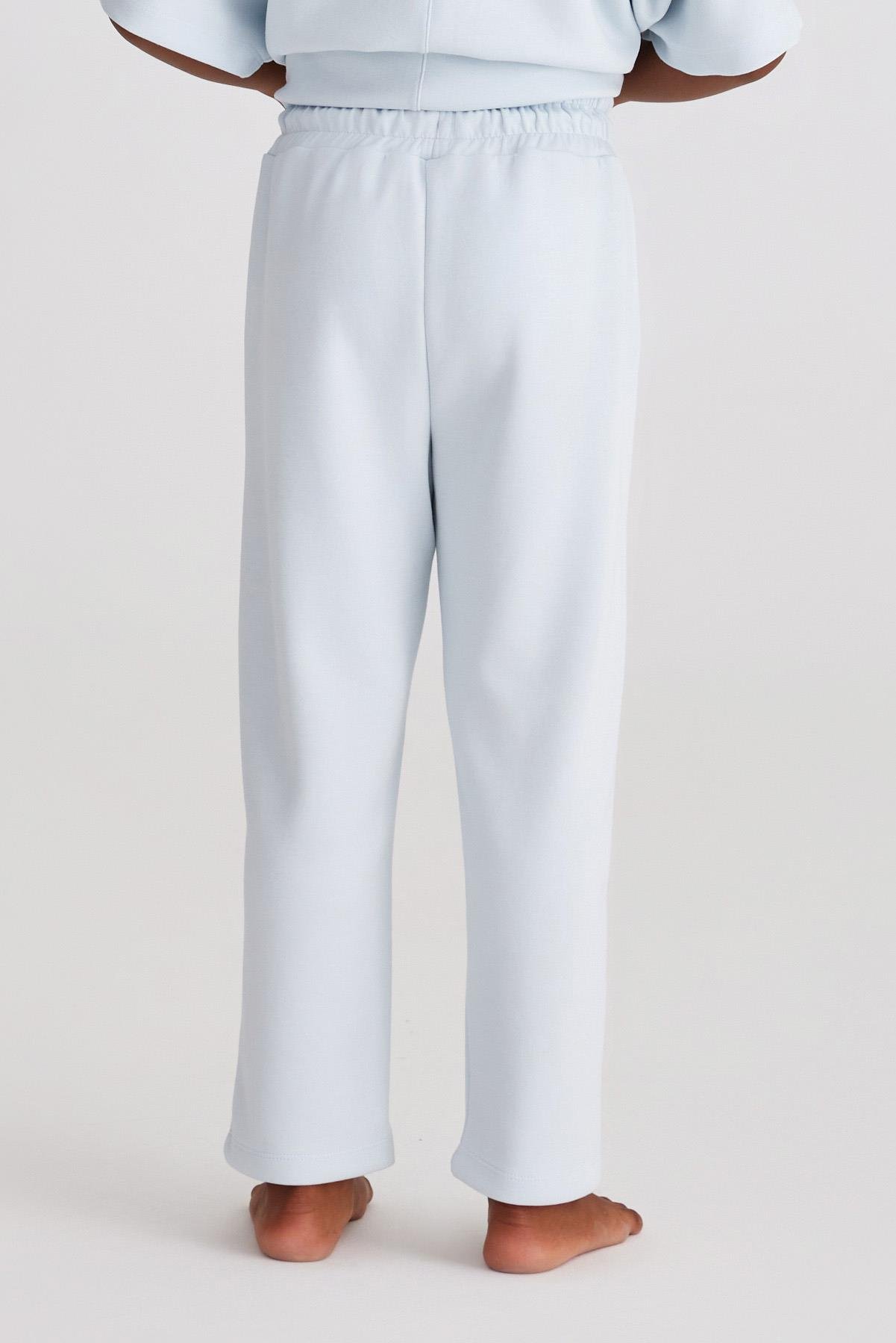 Fluffy Printed Girls Pants Blue