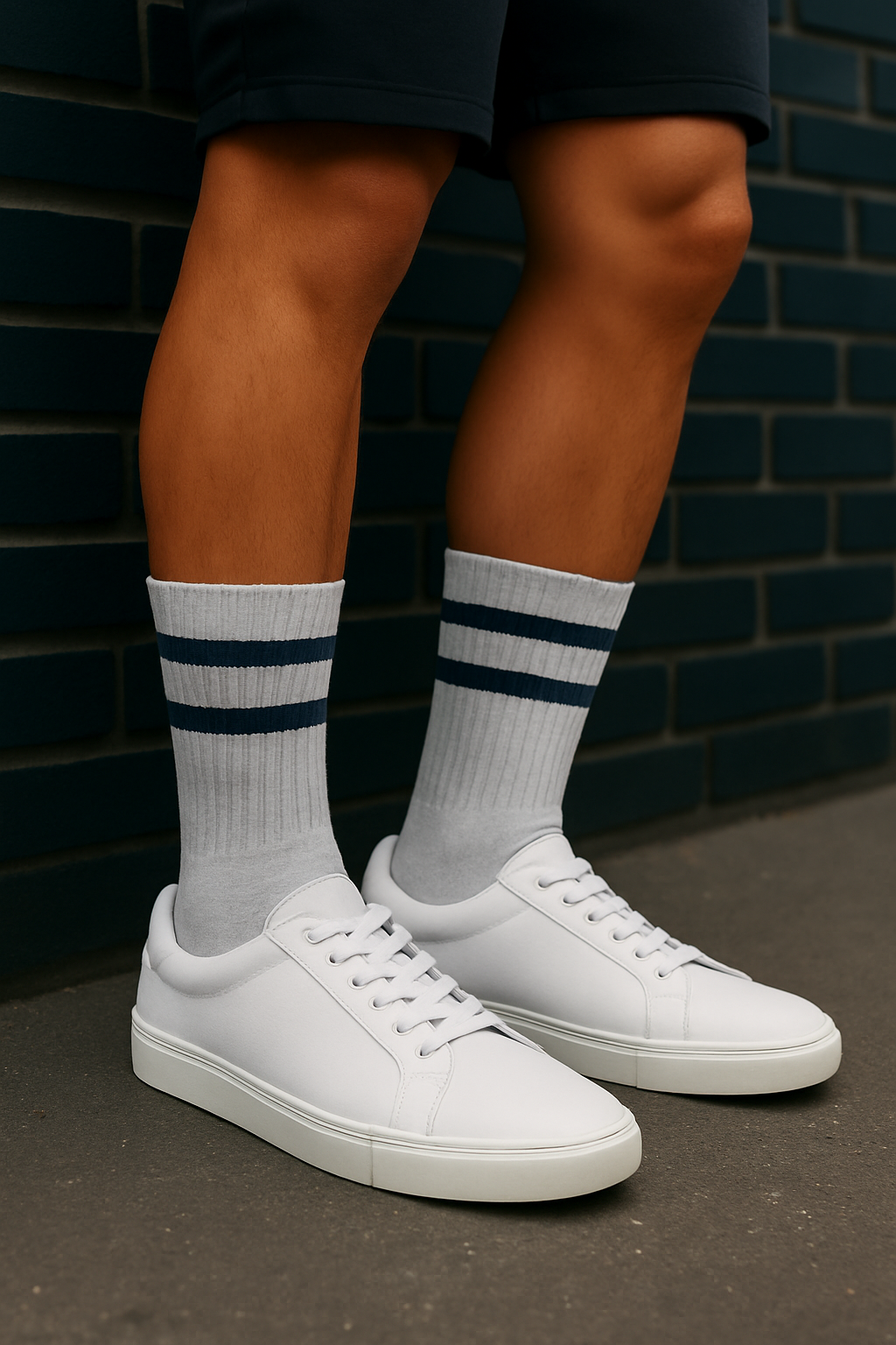 Men's Terry Sole Striped Short Ankle Socks Grey/Black