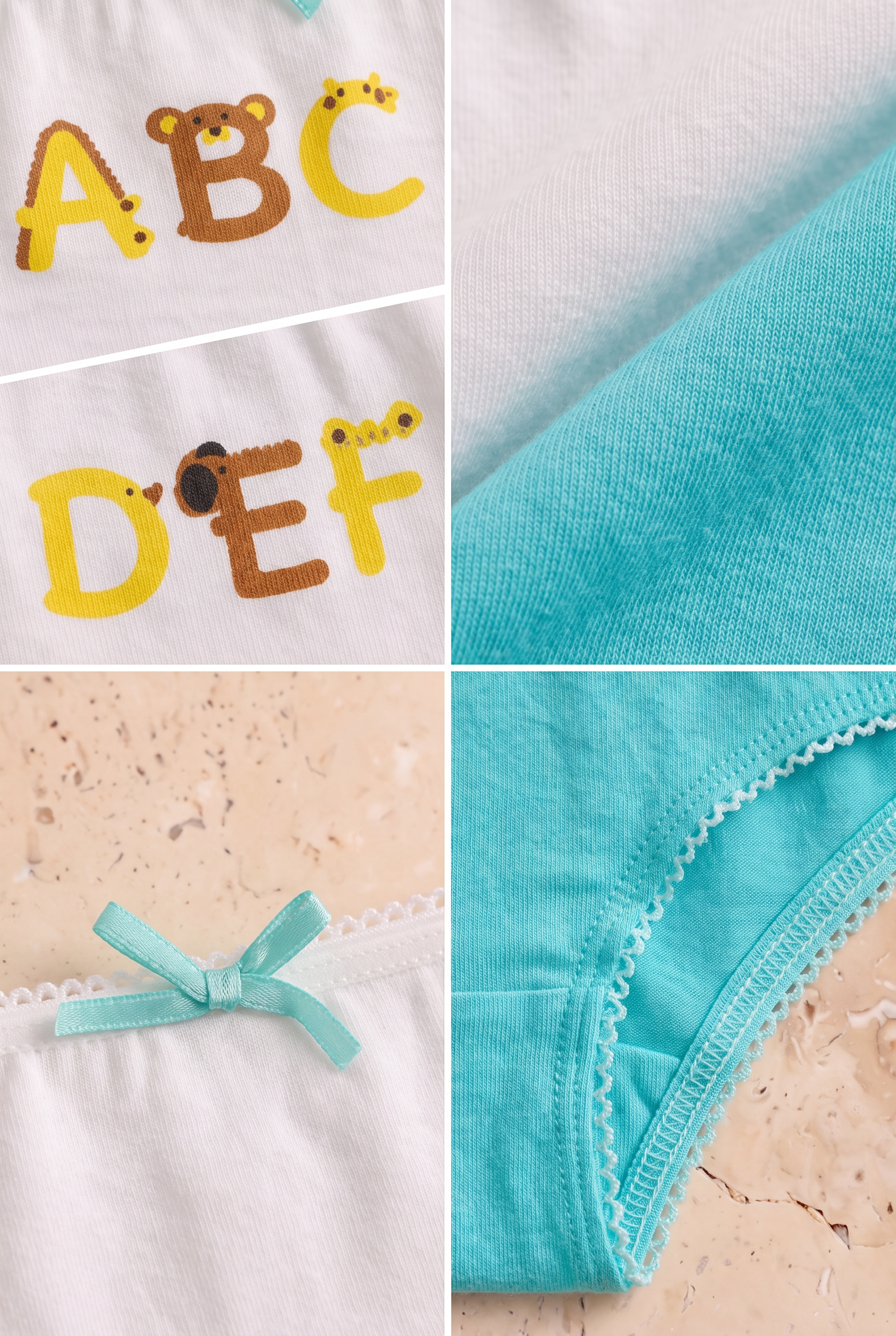  Kız Çocuk 3'lü Paket Alfabe Slip