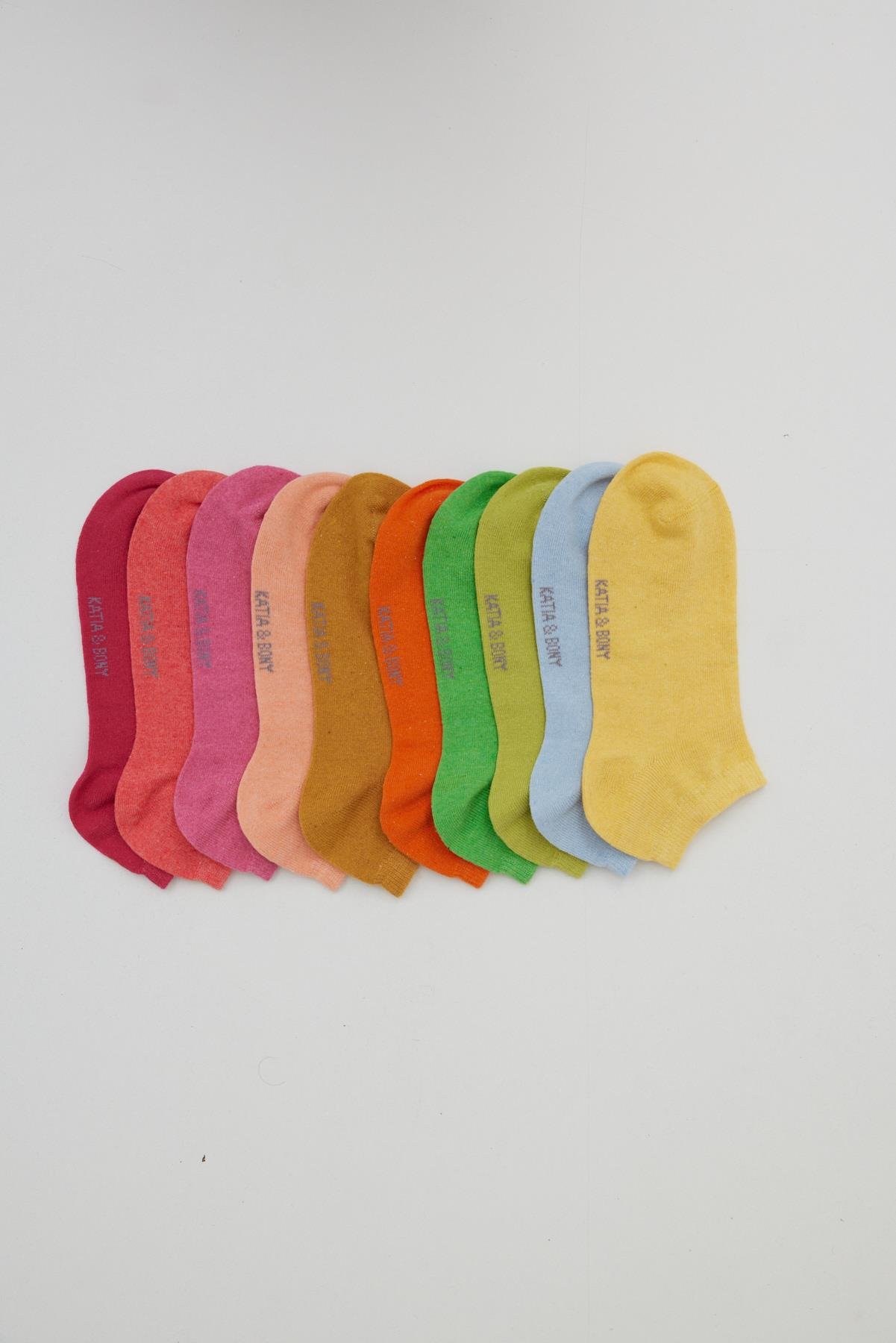 10'Lu Paket Recycled Kadın Step Çorap ÇOK RENKLİ