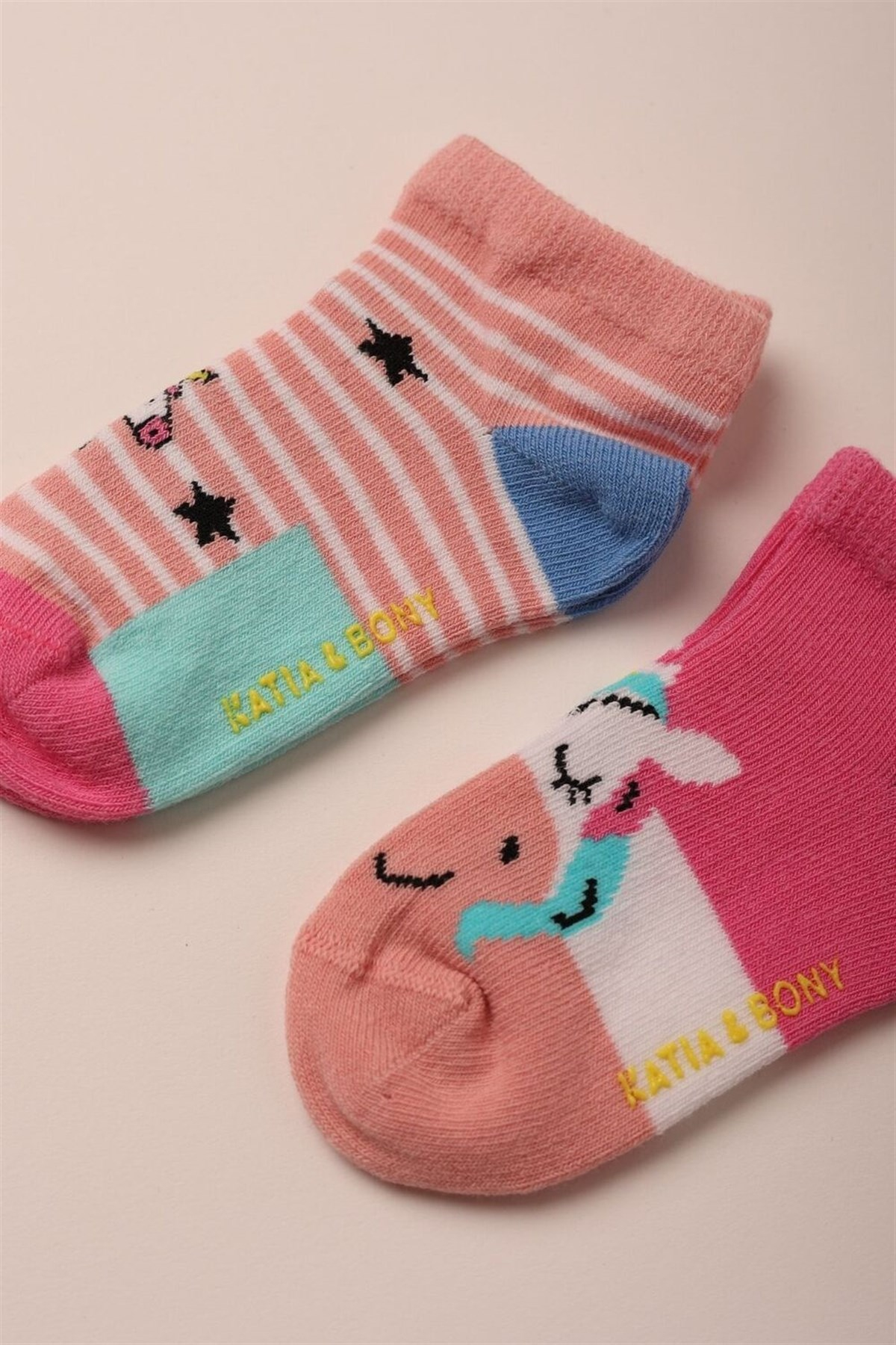 12201B1010 UNICORN 2PCK BABY STEP SOCKS-Pembe