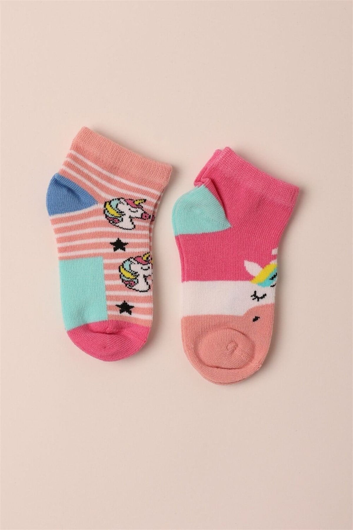 12201B1010 UNICORN 2PCK BABY STEP SOCKS-Pembe