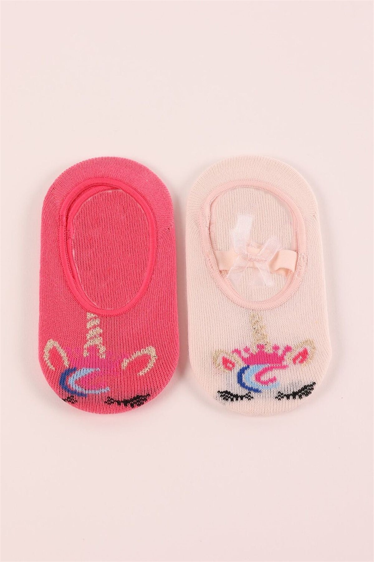 12201K2010 2PCK SWEET UNICORN GIRLS INVISIBLE SOCKS-Pembe