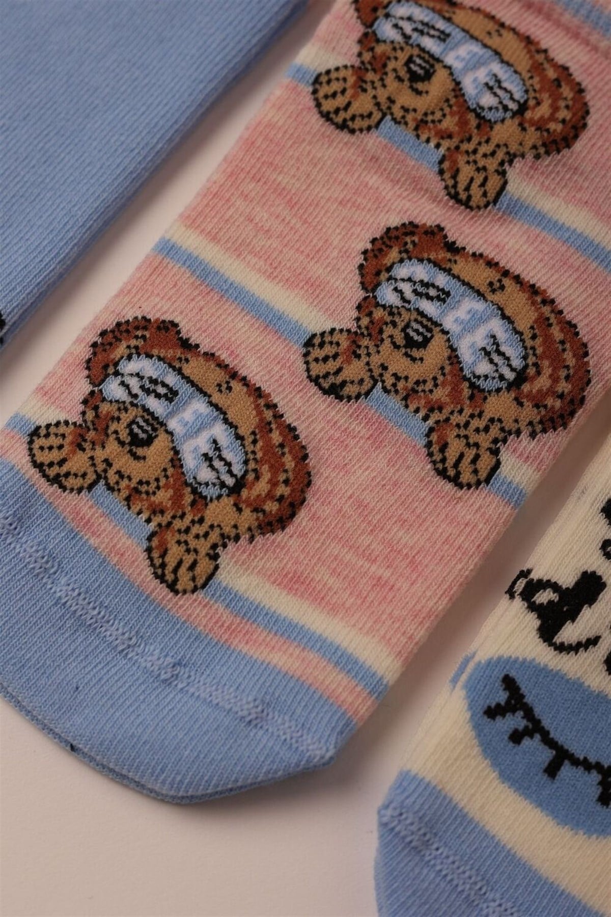 12201K2016 4PCK NAP TIME GIRLS STEP SOCKS-Desenli