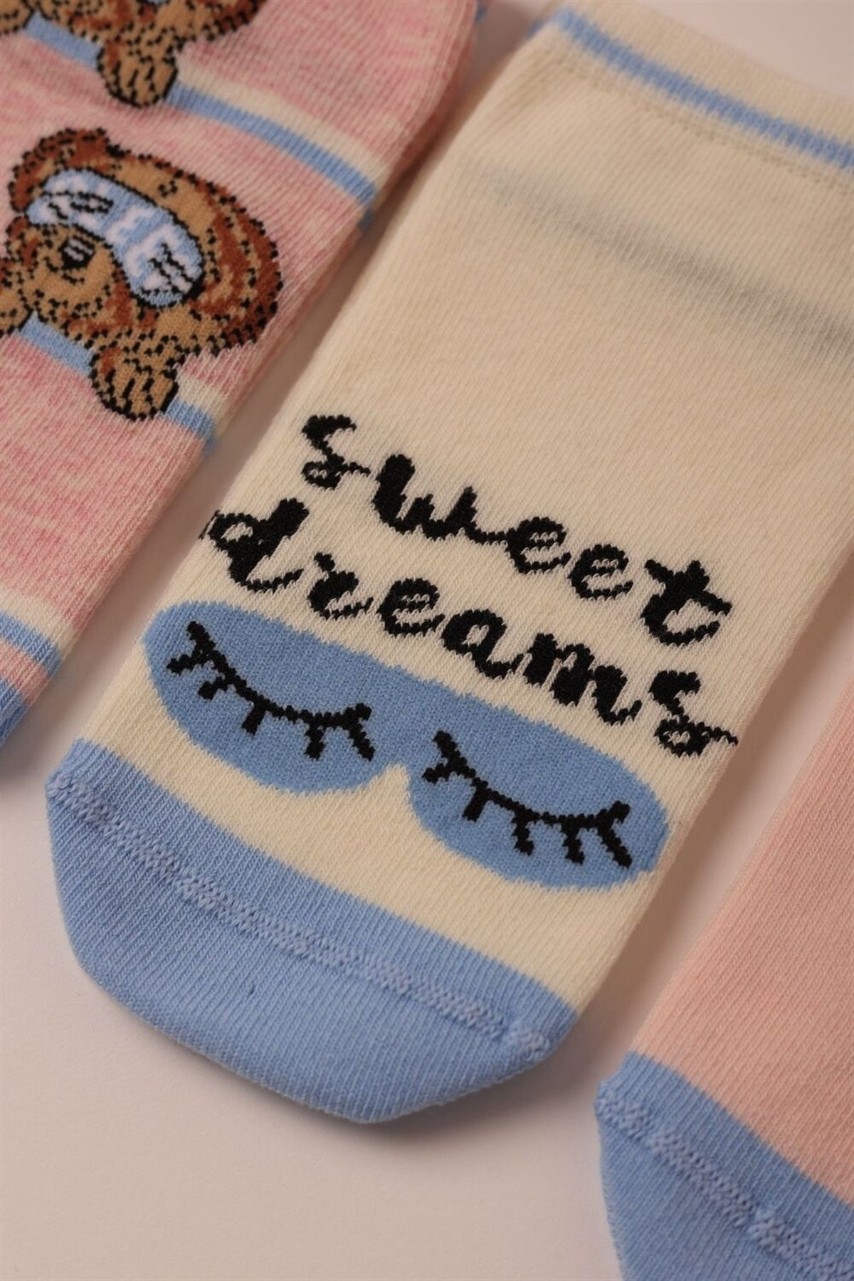 12201K2016 4PCK NAP TIME GIRLS STEP SOCKS-Desenli