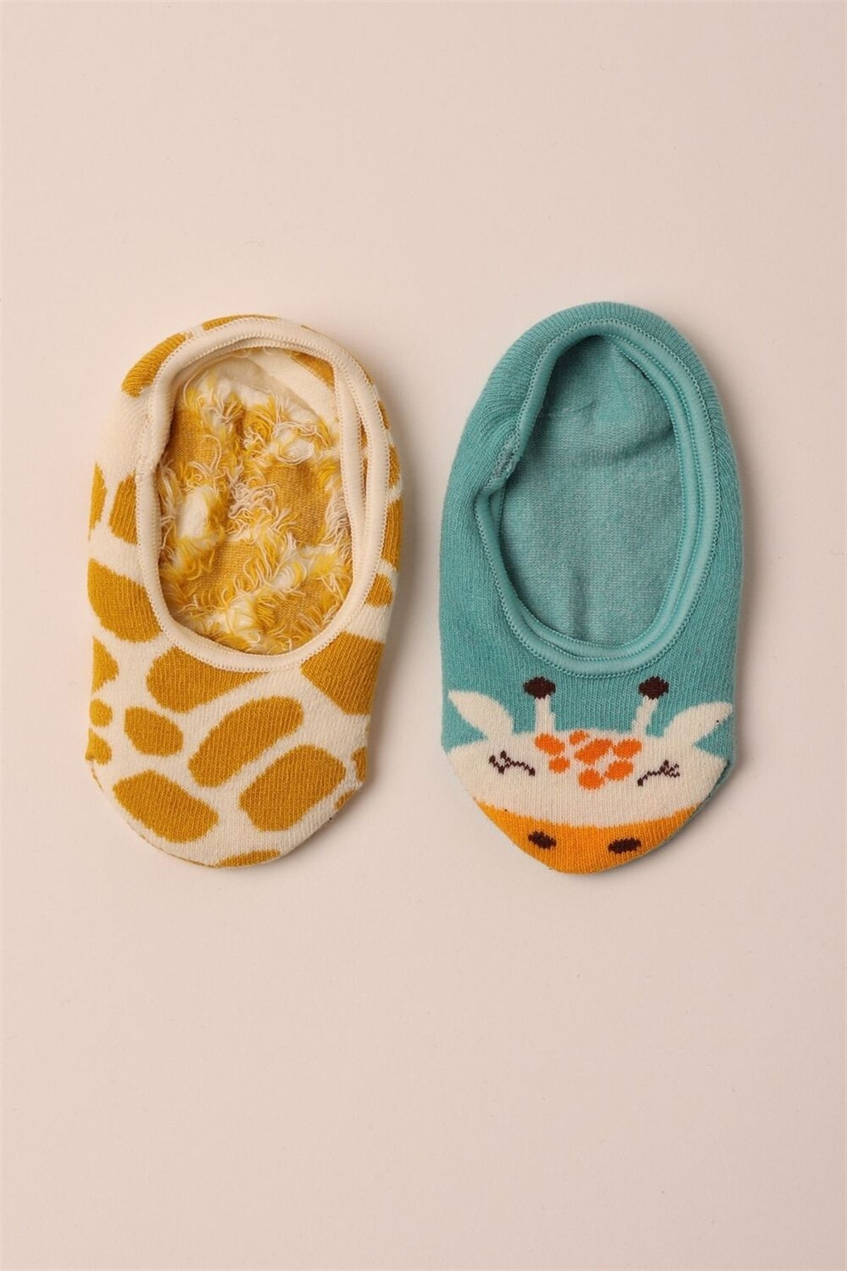 12201K2020 2PCK GIRAFFE KIDS INVISIBLE SOCKS-Desenli