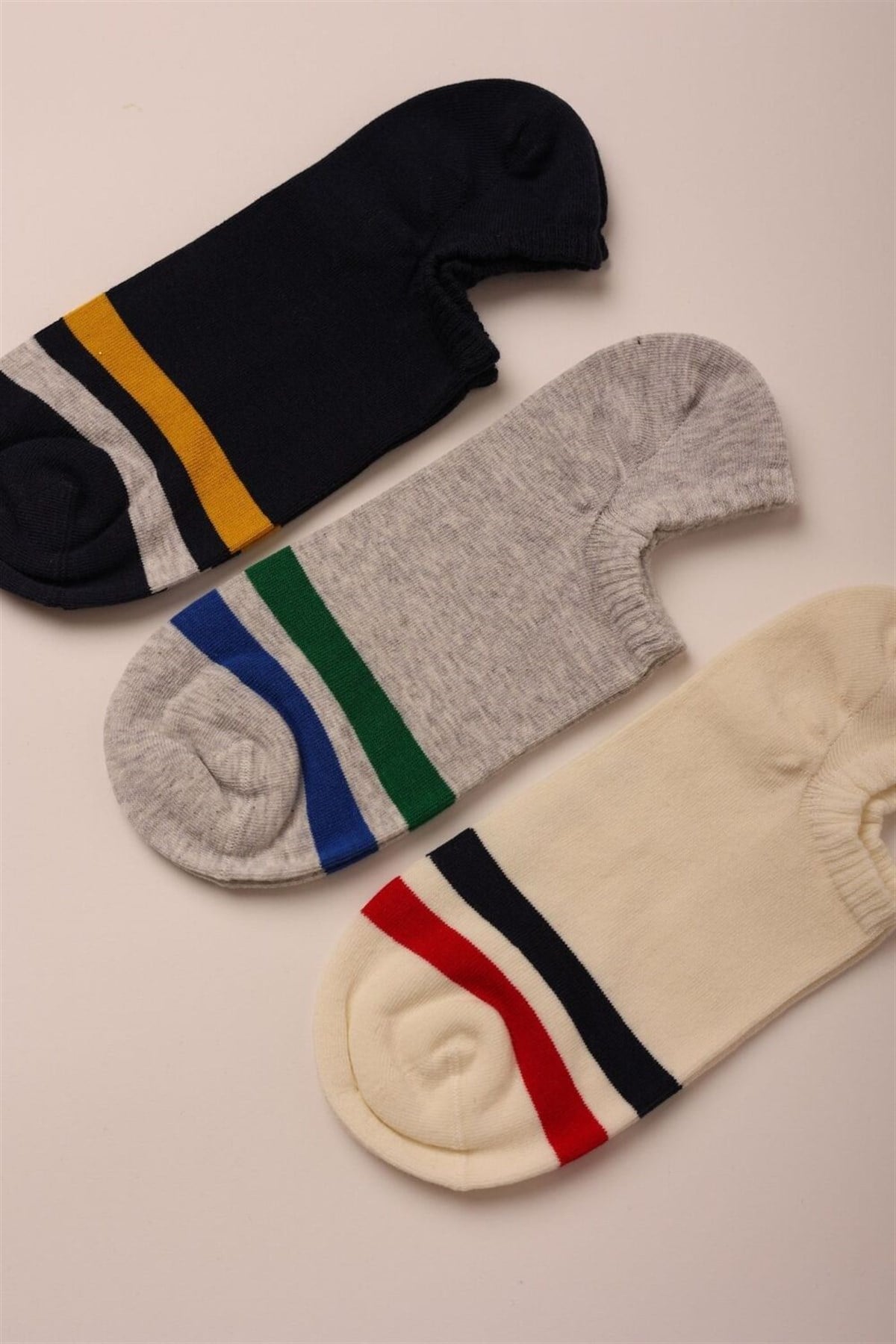 12201M4002 3PCK STRIPED MEN INVISIBLE SOCKS-Desenli