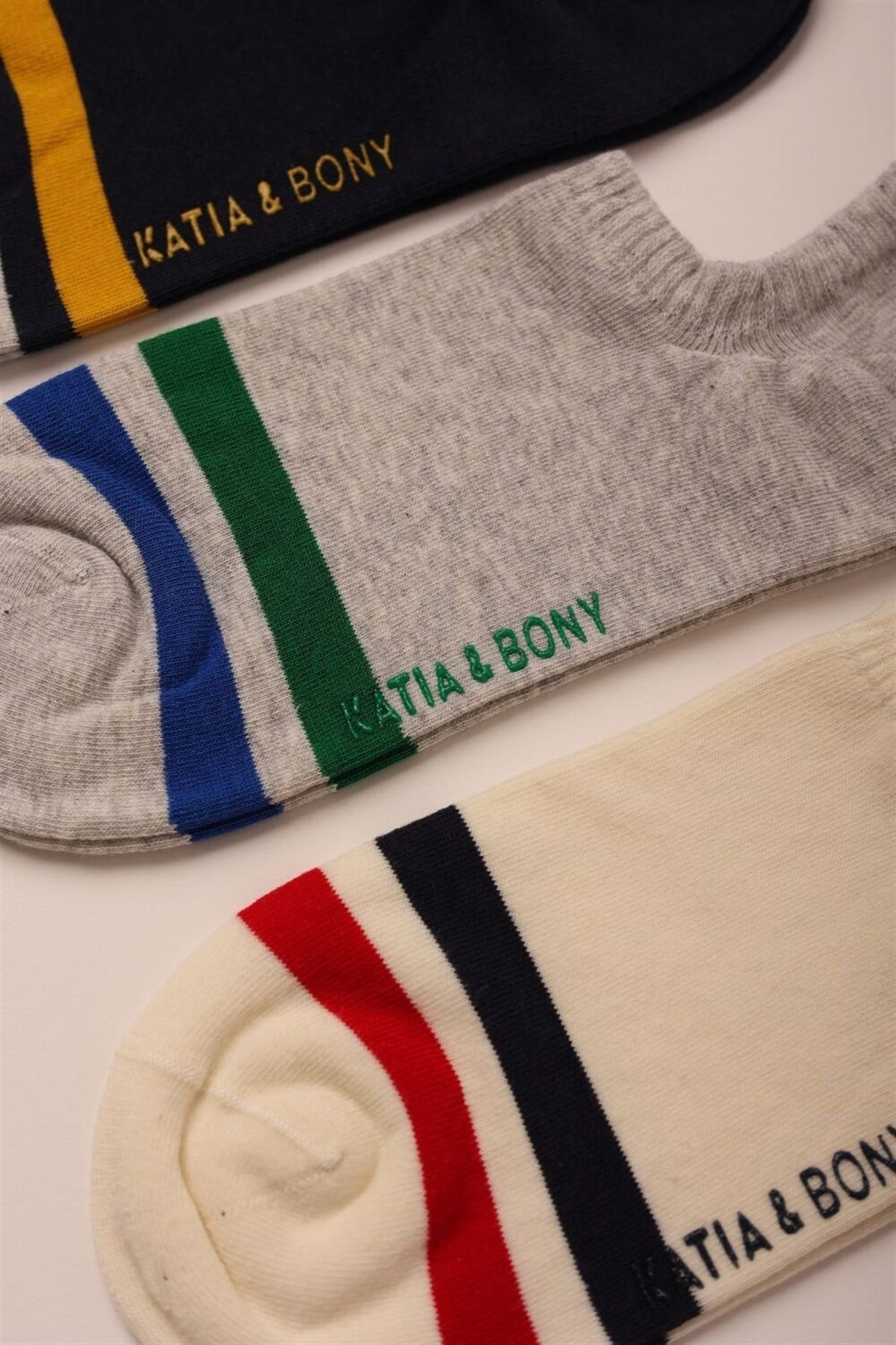 12201M4002 3PCK STRIPED MEN INVISIBLE SOCKS-Desenli