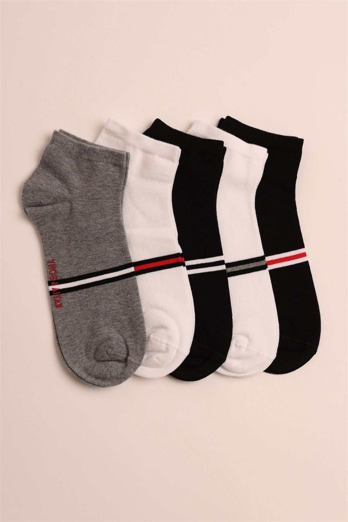 12201M4011 5PCK TRACK MEN STEP SOCKS-Siyah/Beyaz/GREY