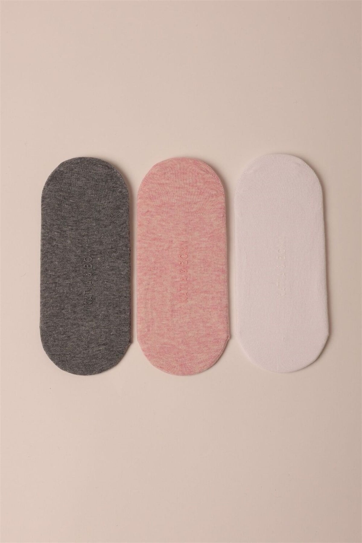12201W3011 3PCK GOOD THINGS BASIC WOMEN STEP SOCKS-Beyaz/GREY/Pembe