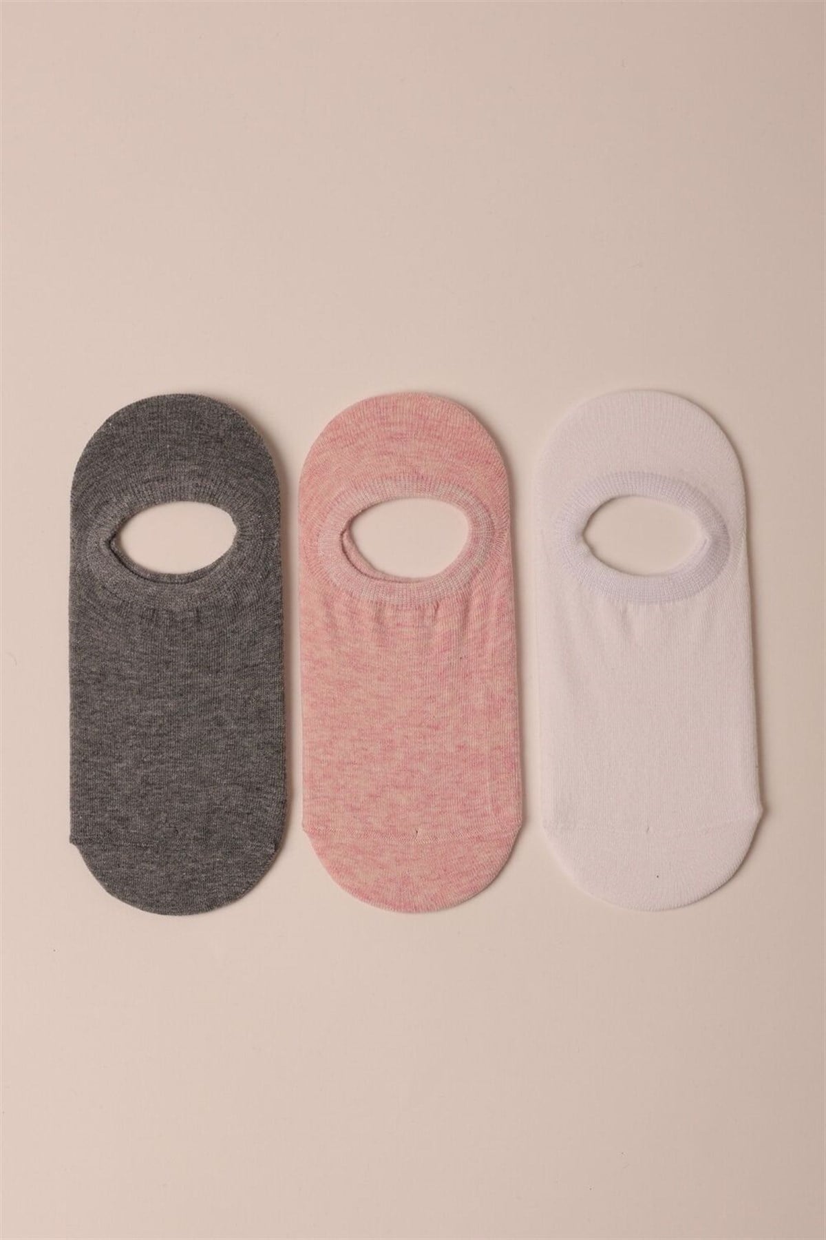 12201W3011 3PCK GOOD THINGS BASIC WOMEN STEP SOCKS-Beyaz/GREY/Pembe