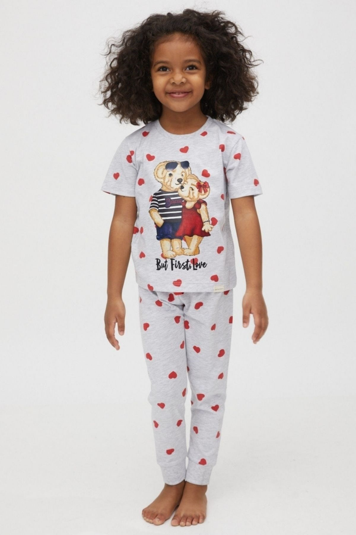 12212K2024 LOVELY KALPLİ KIZ ÇOCUK PİJAMA TK.-Desenli