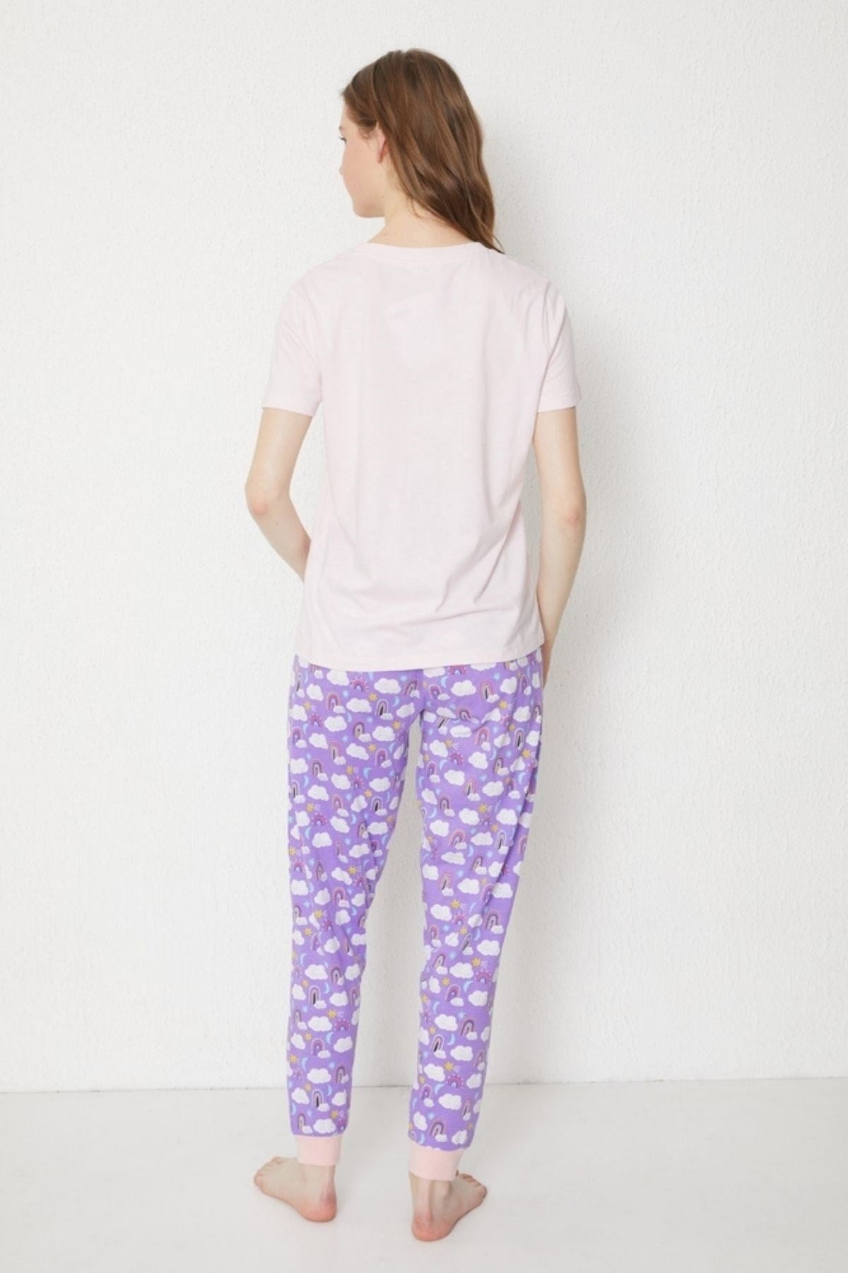 12212W3019 UNICORN DESENLİ KADIN PİJAMA TK.-Gül Pembe
