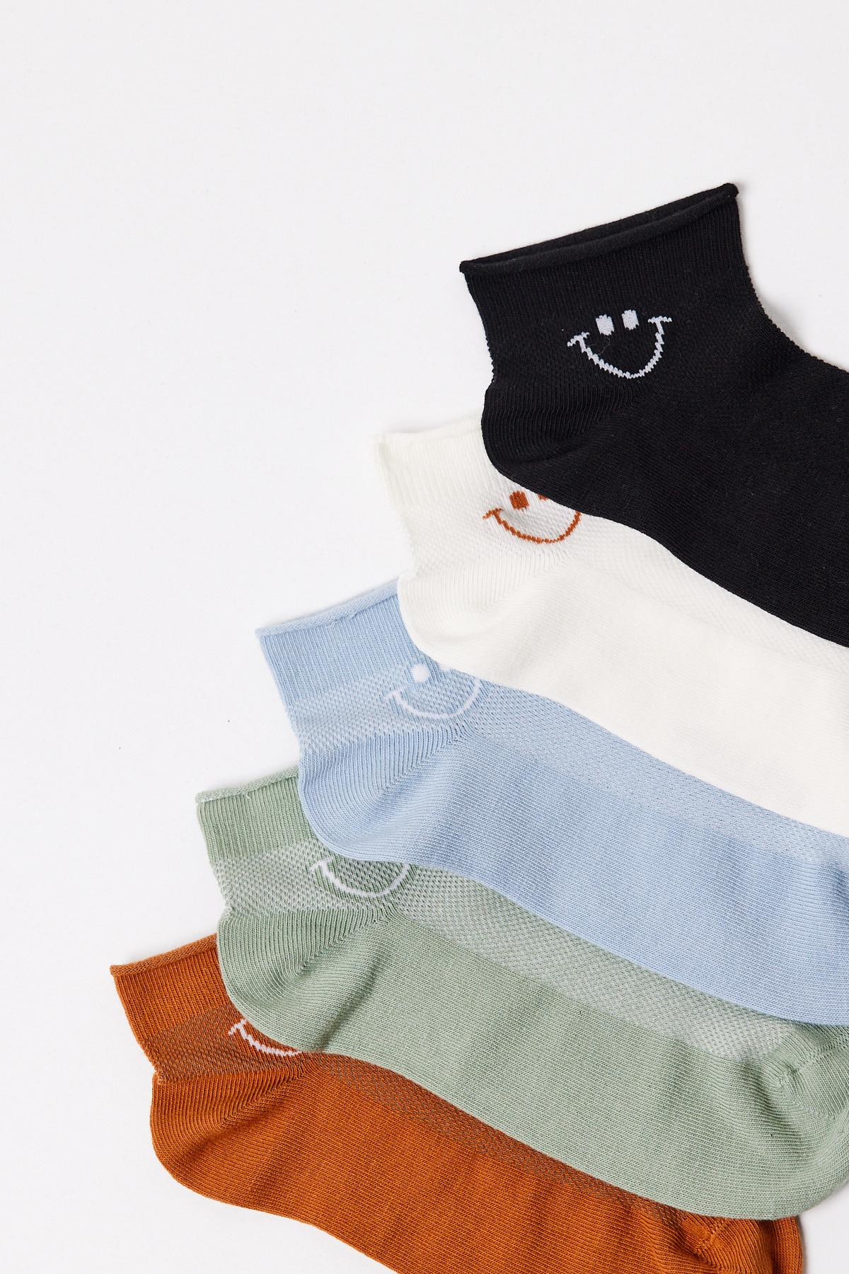 12401G2030  5 Li KADIN HAPPY MIX STEP ÇORAP Desenli