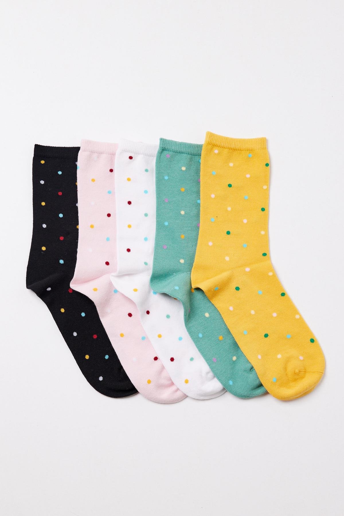 12401G2033  5 Li KADIN MIX SOKET ÇORAP Desenli