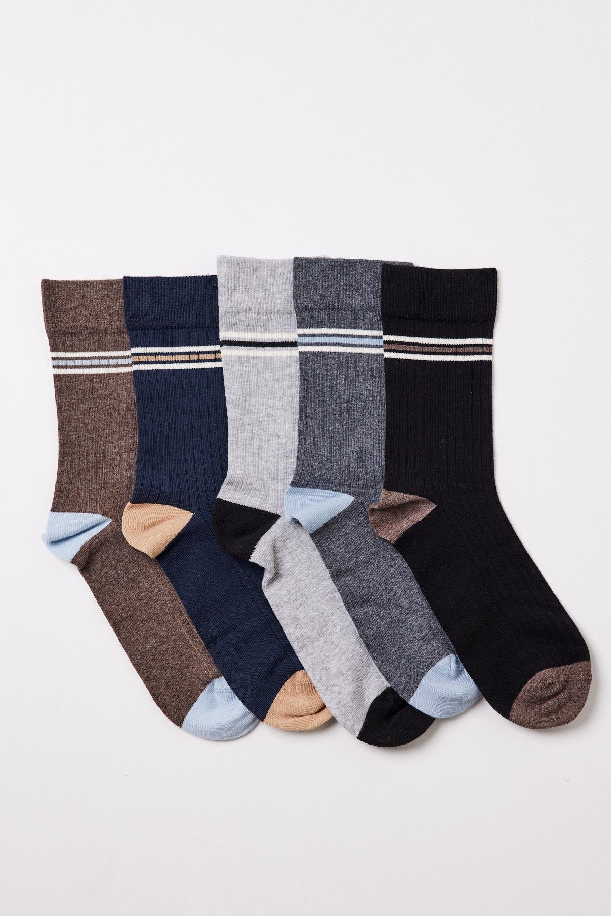 12401G2034  5PCK ERKEK SOKET ÇORAP Desenli