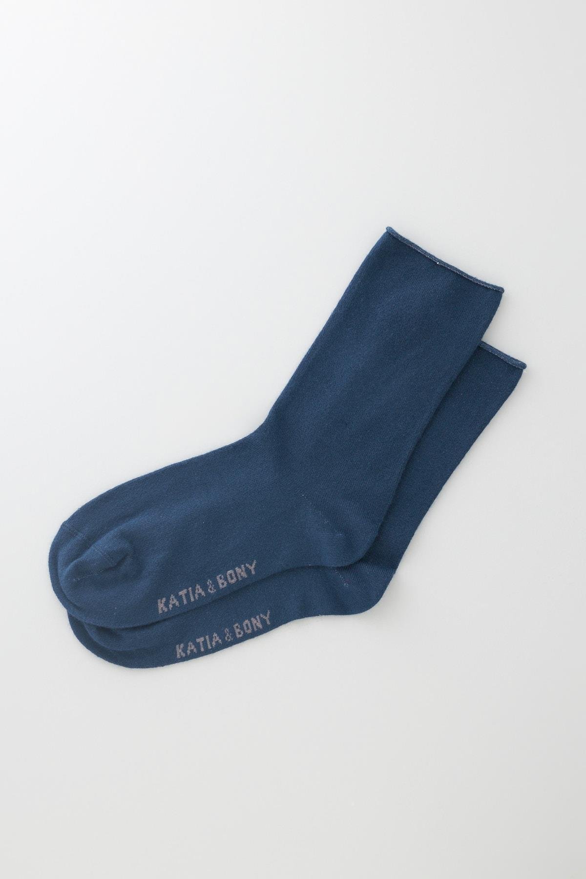 12401G2069 LASTİKSİZ MODAL KADIN ÇORAP Koyu Mavi