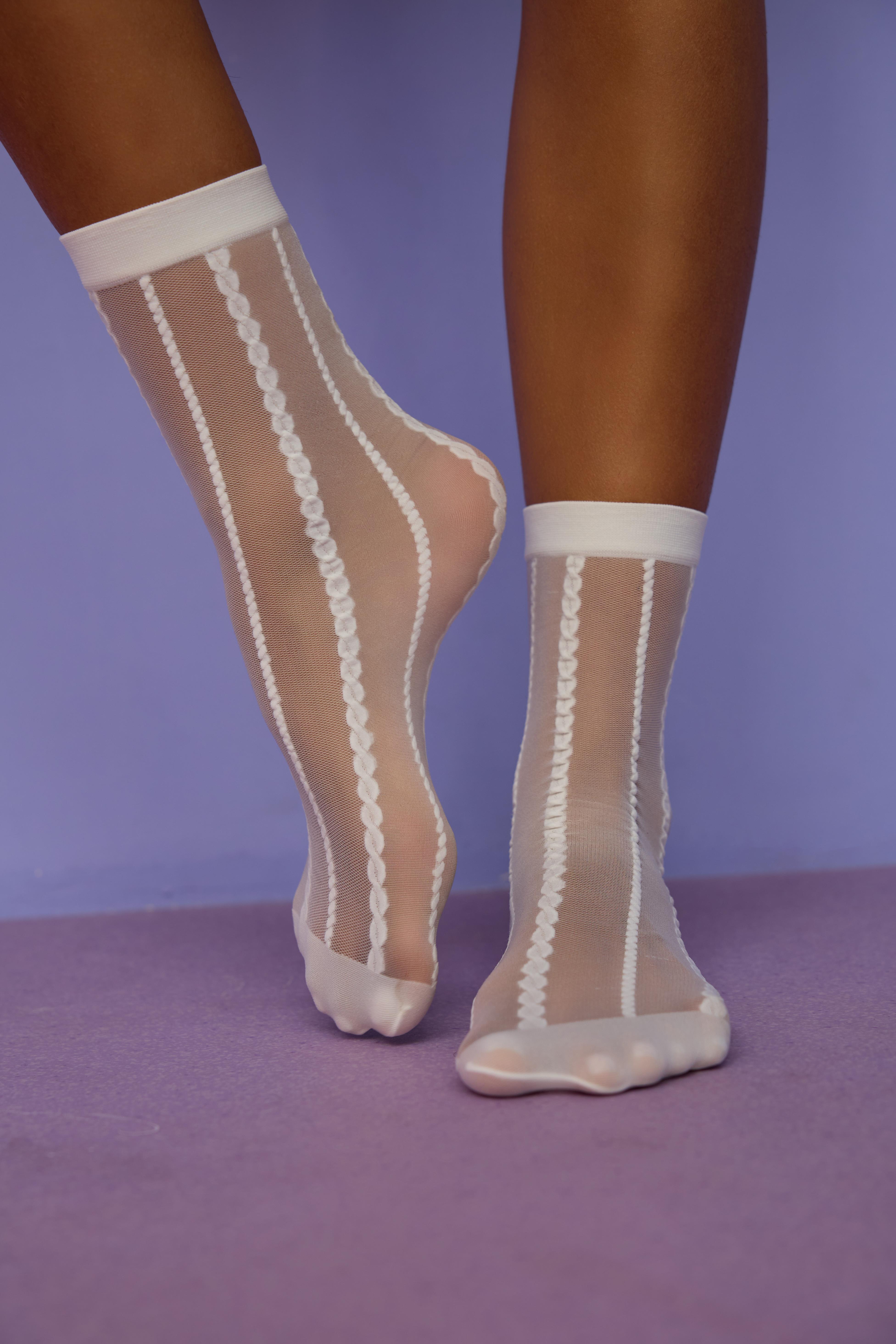 12401G2110 DESENLİ KADIN SOKET ÇORAP Beyaz