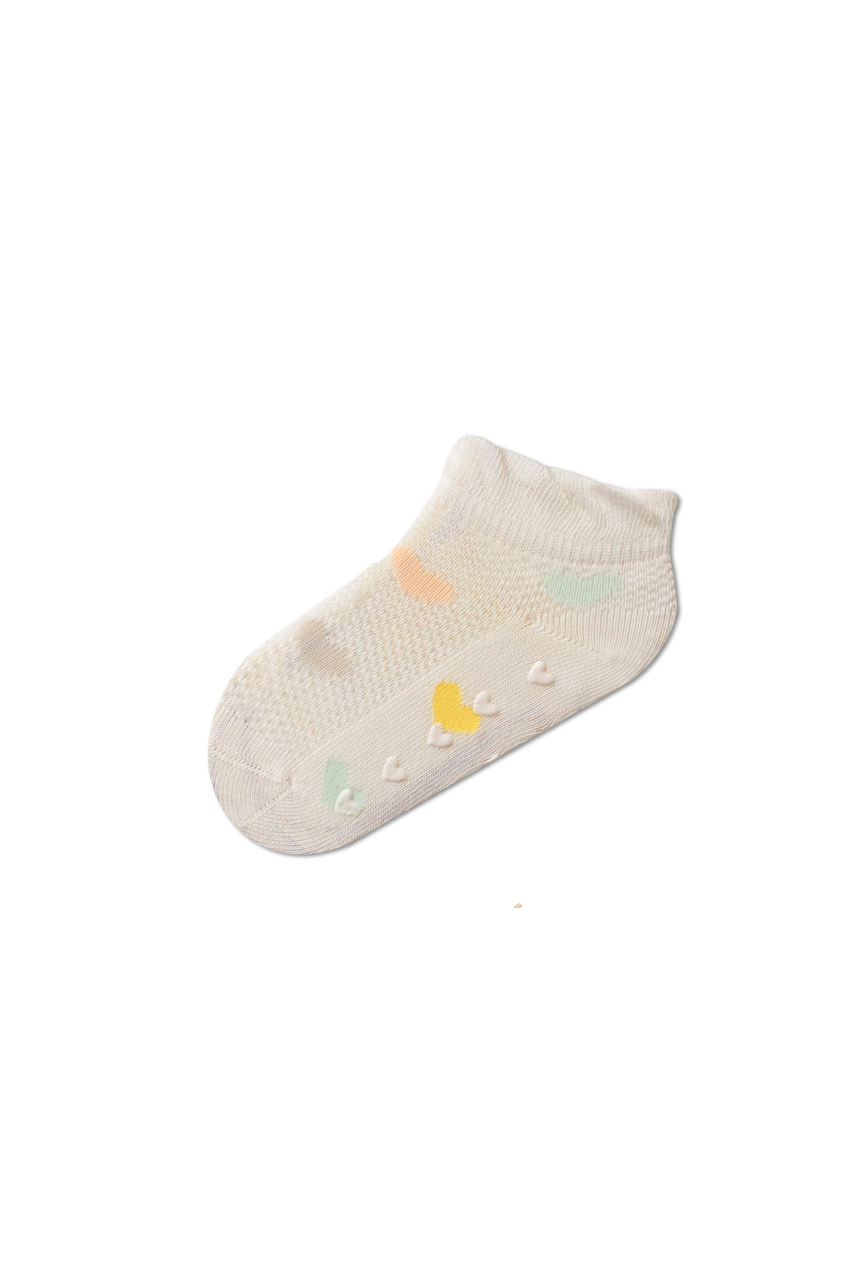 12401G2167  KIZ ÇOCUK KALPLİ STEP ÇORAP Ekru
