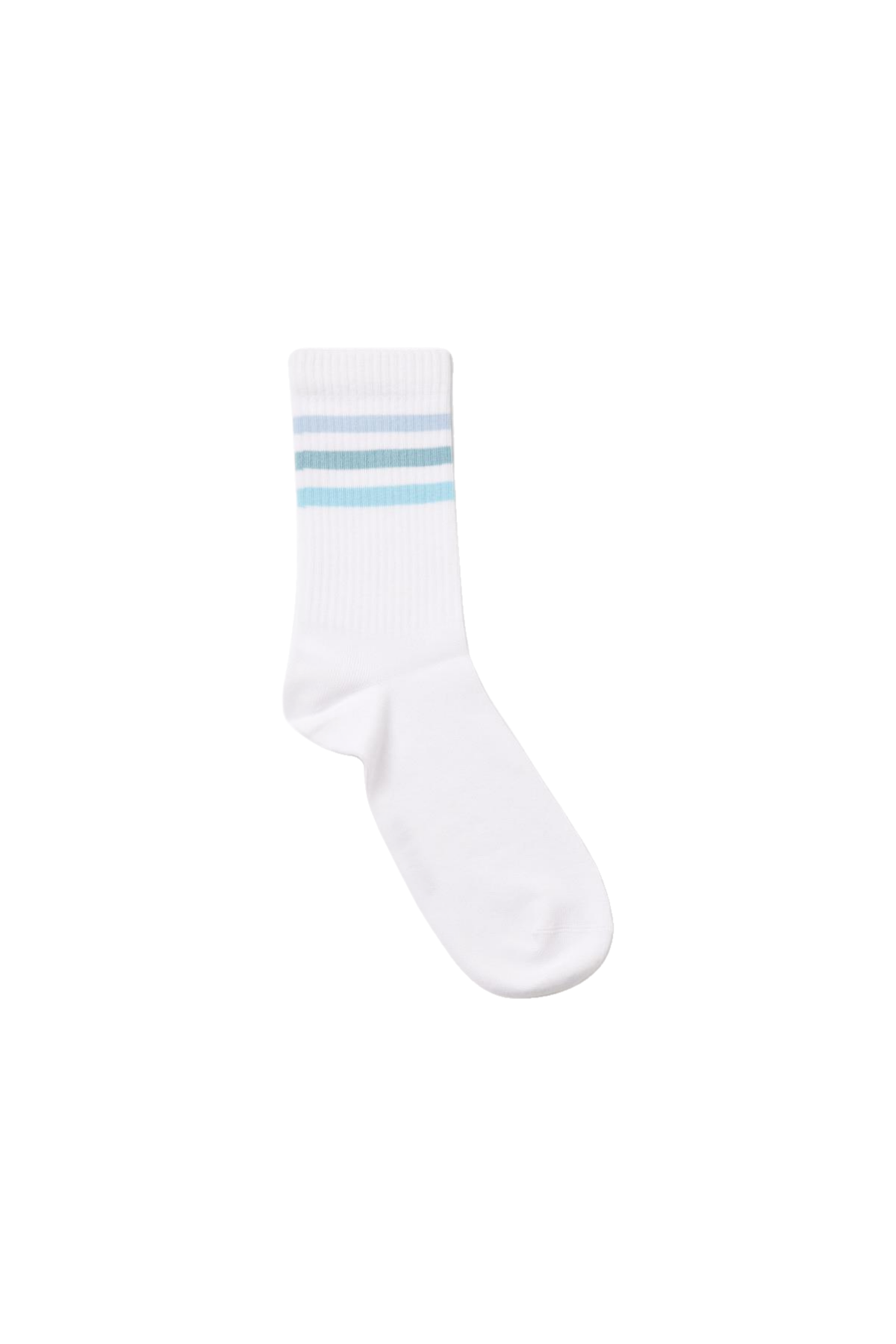 12401G2202 UNISEX BİLEK ÇİZGİLİ SOKET ÇORAP Beyaz/MAVİ